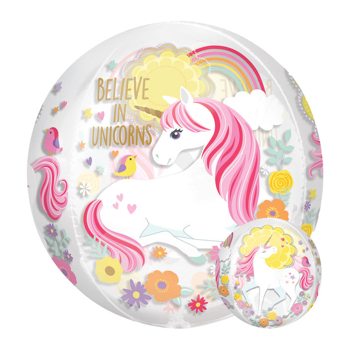 SALE Folienballon Orbz Glitzer Unicorn, ca. 45 cm