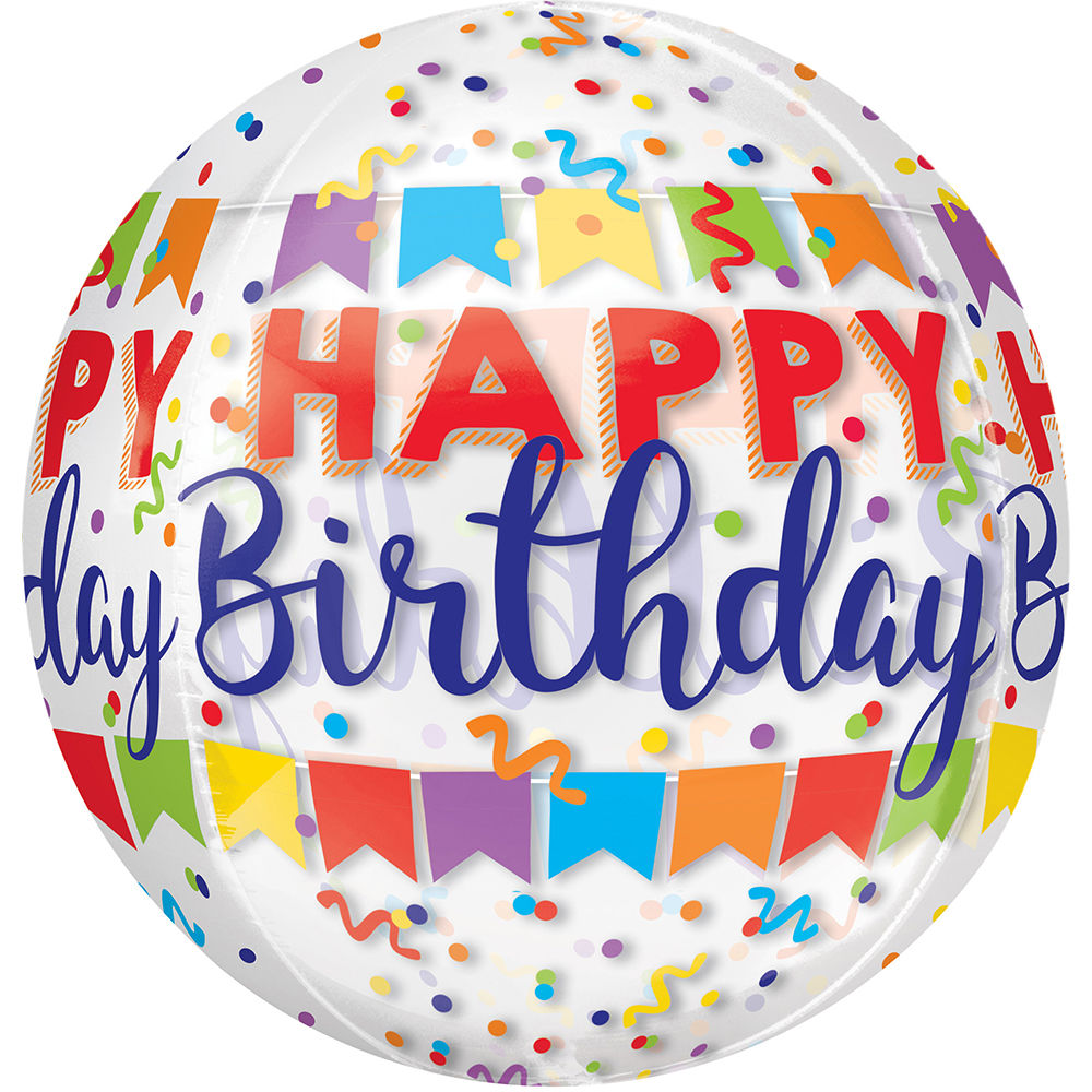 Folienballon Orbz Birthday Banner, 38 x 40 cm