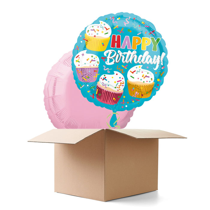 Ballongrsse Happy-Birthday / Herzlichen Glckwunsch Cupcake, 2 Ballons