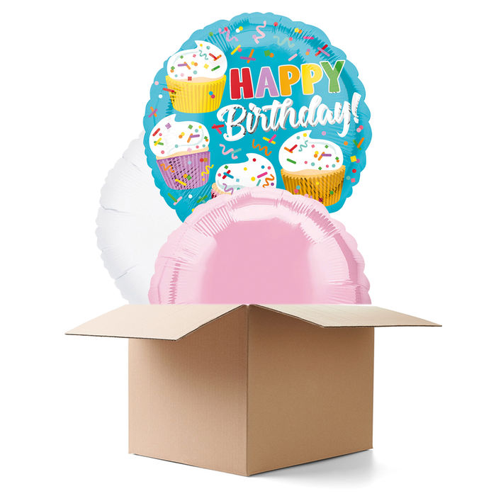Ballongrsse Happy-Birthday / Herzlichen Glckwunsch Cupcake, 3 Ballons