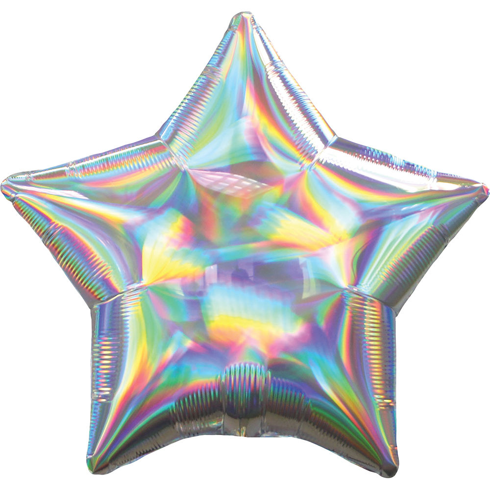 Folienballon Stern Holographisch Siber, 43cm