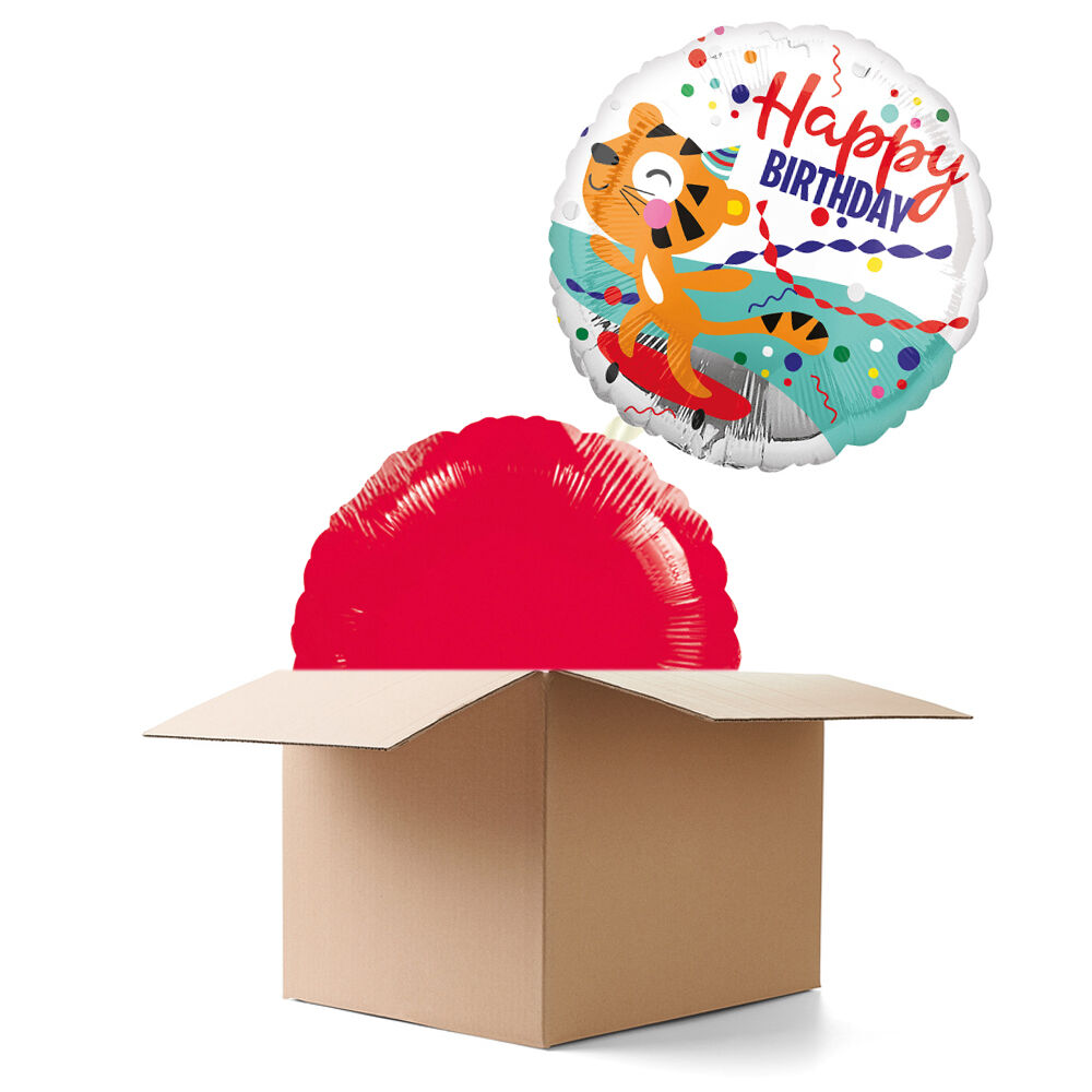 Ballongrsse Happy Tiger Geburtstag, 2 Ballons