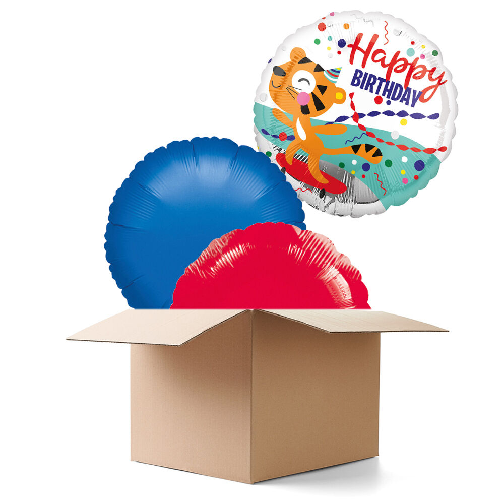 Ballongrsse Happy Tiger Geburtstag, 3 Ballons