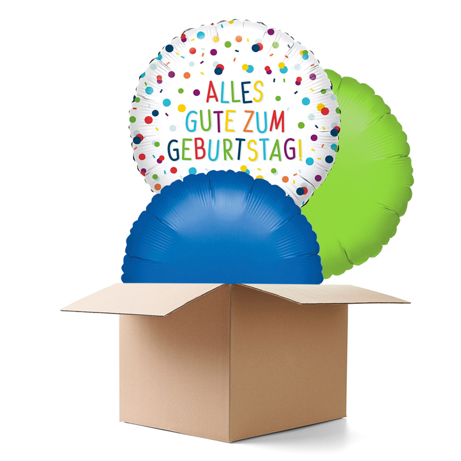 NEU Ballongrsse Confetti Birthday Alles Gute, 3 Ballons