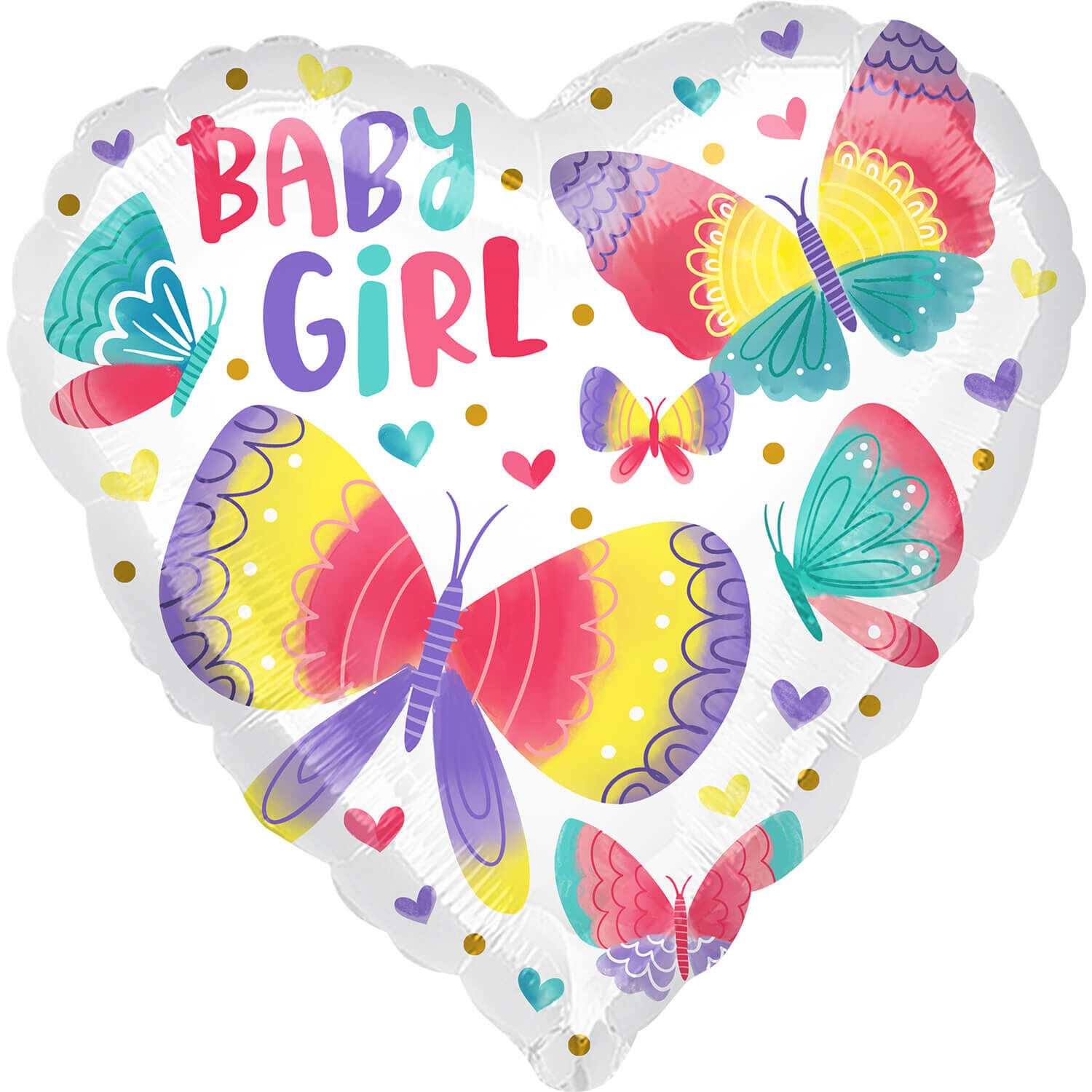 Folienballon Baby Girl Watercolor Butterflies