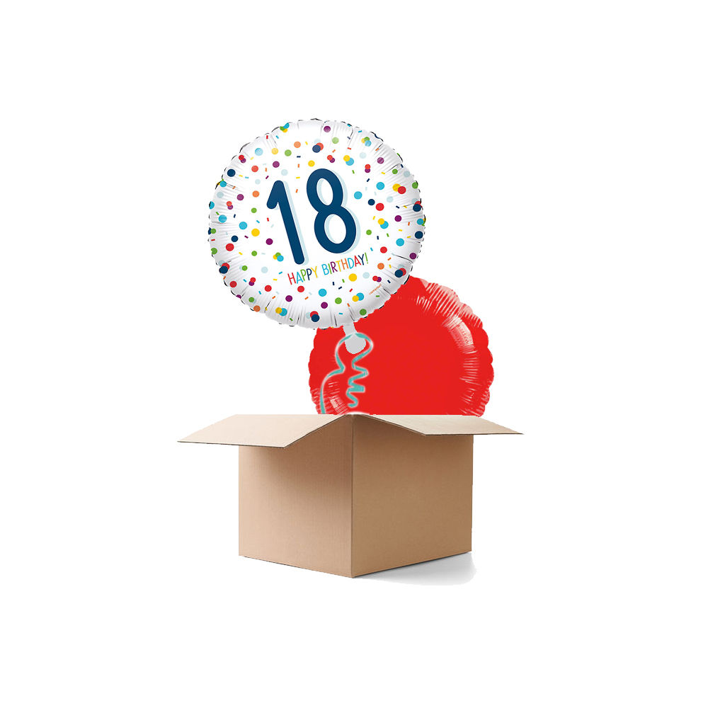 Ballongre Konfetti Happy Birthday 18, 2 Ballons