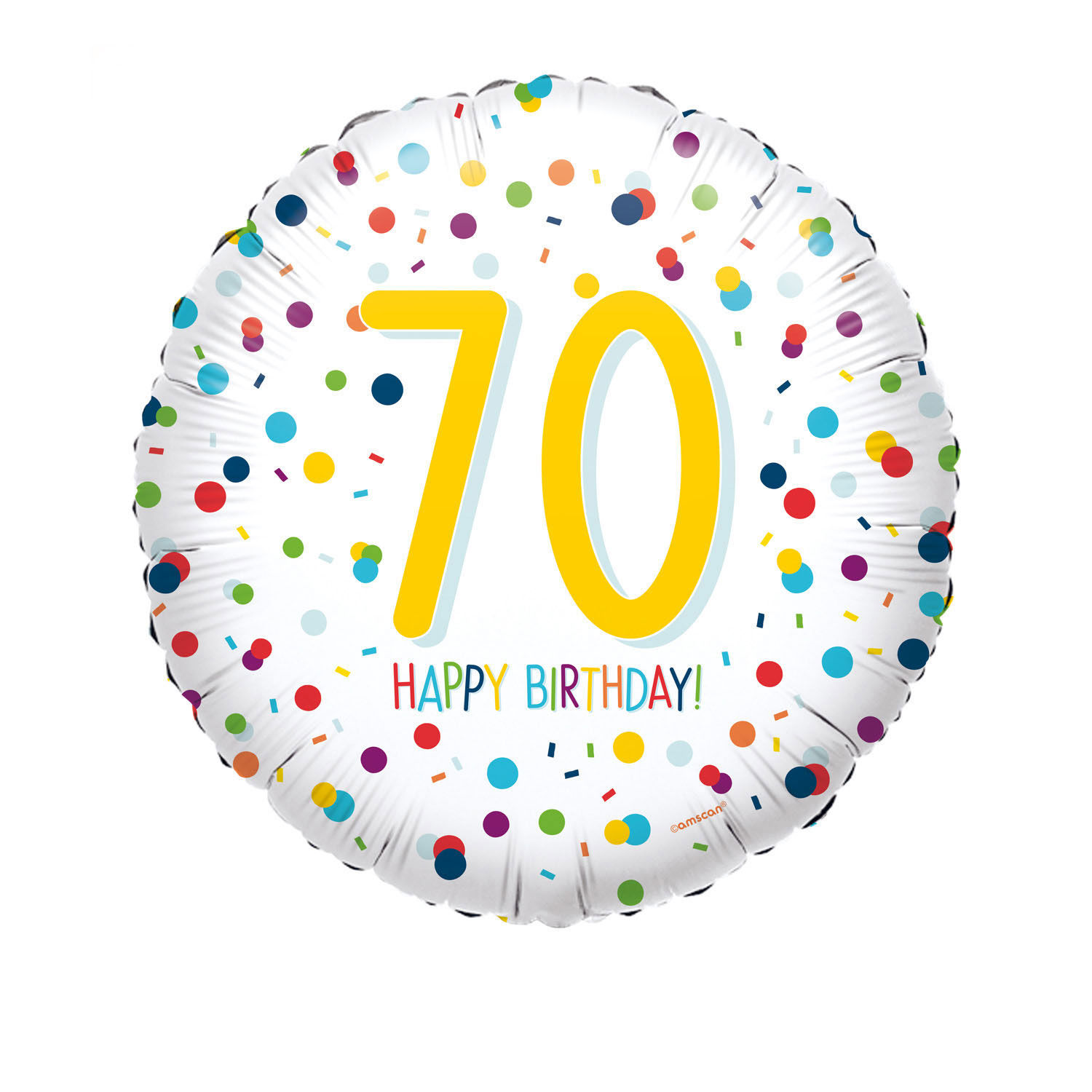 Folienballon Konfetti Happy Birthday 70, ca. 45cm