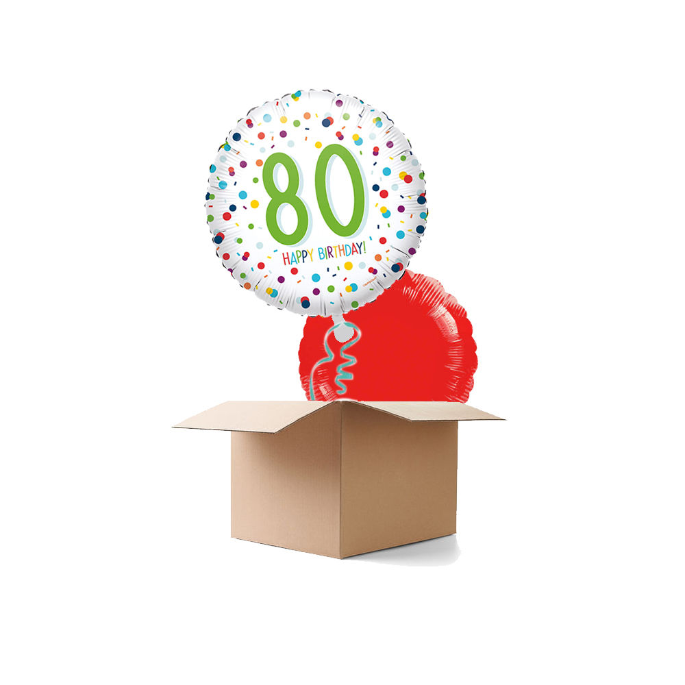 Ballongre Konfetti Happy Birthday 80, 2 Ballons