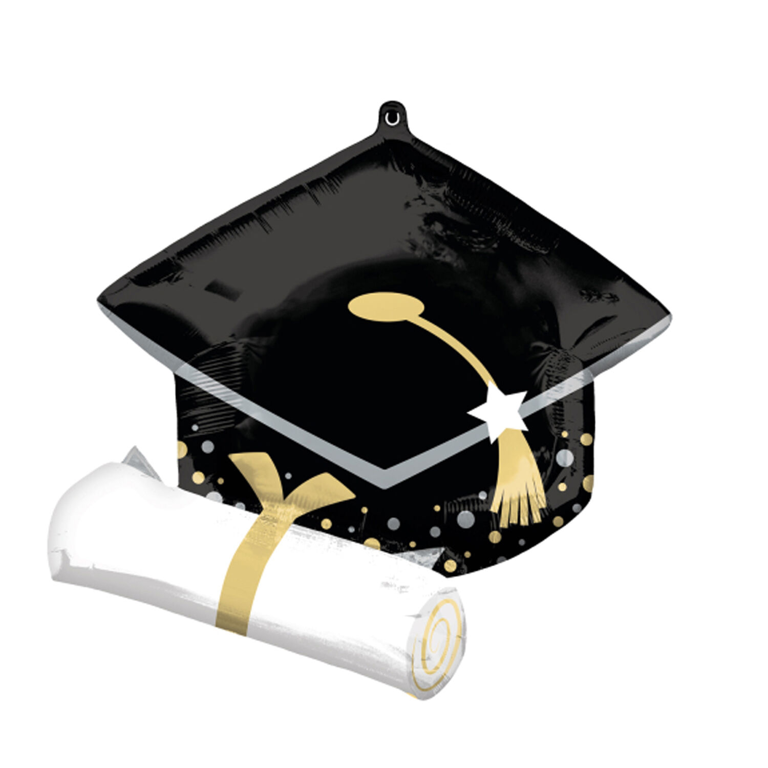 NEU Folienballon SuperShape Black Grad Cap & White Diploma, ca. 63 cm x 63 cm