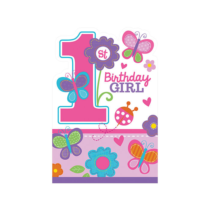 SALE Einladungskarten Sweet 1. Birthday Girl 8 Stk