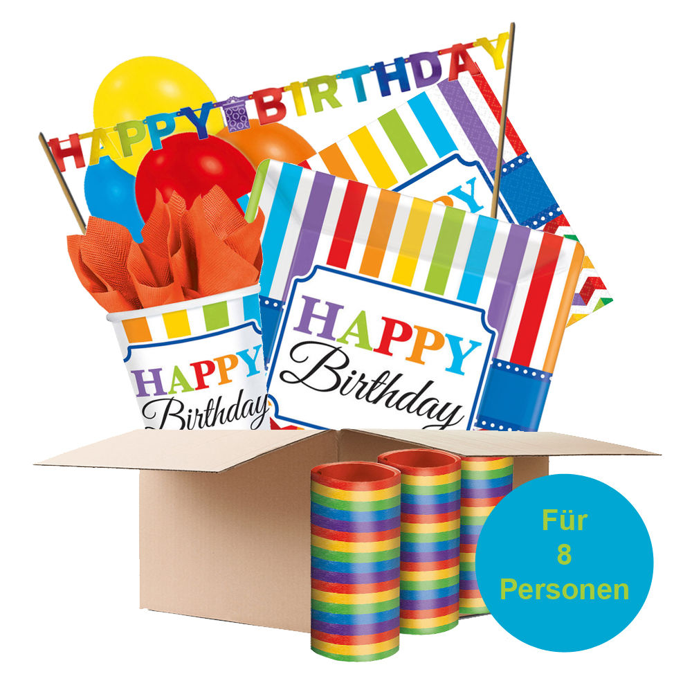 SALE Partybox Bright Birthday, bunt, 8 Personen