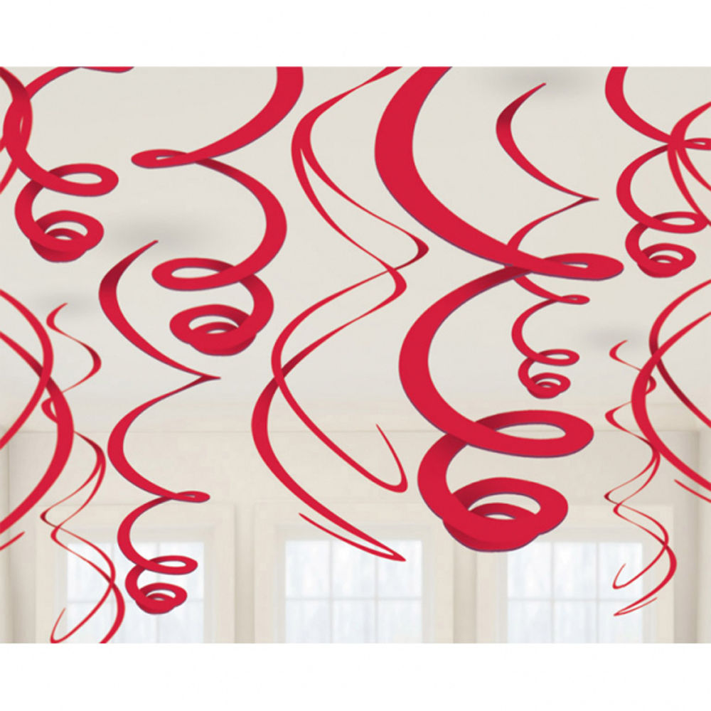 Deko Girlande Swirls, rot, 12 Stück, 55cm