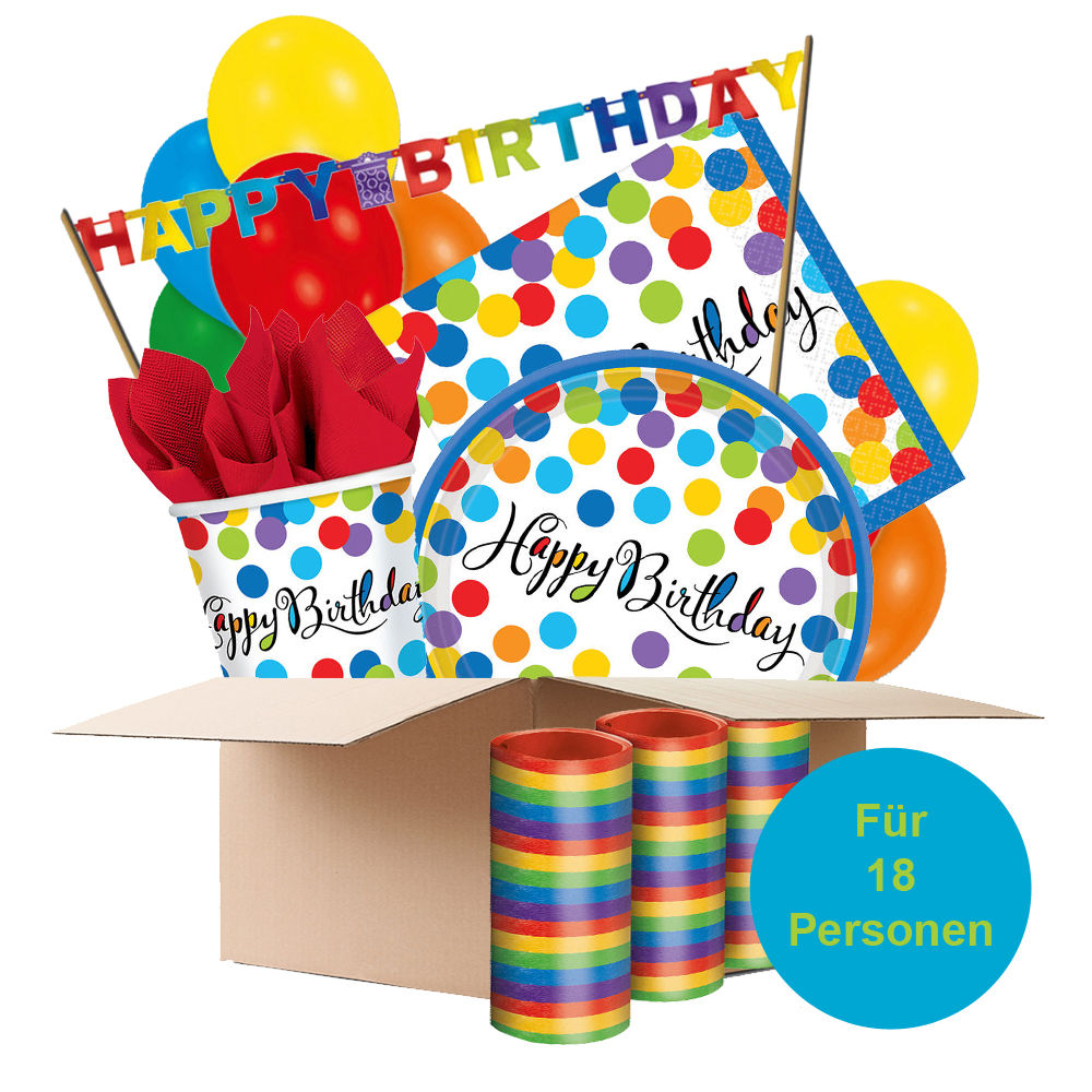 SALE Partybox Konfetti Happy Birthday XXL, bunt, 18 Personen