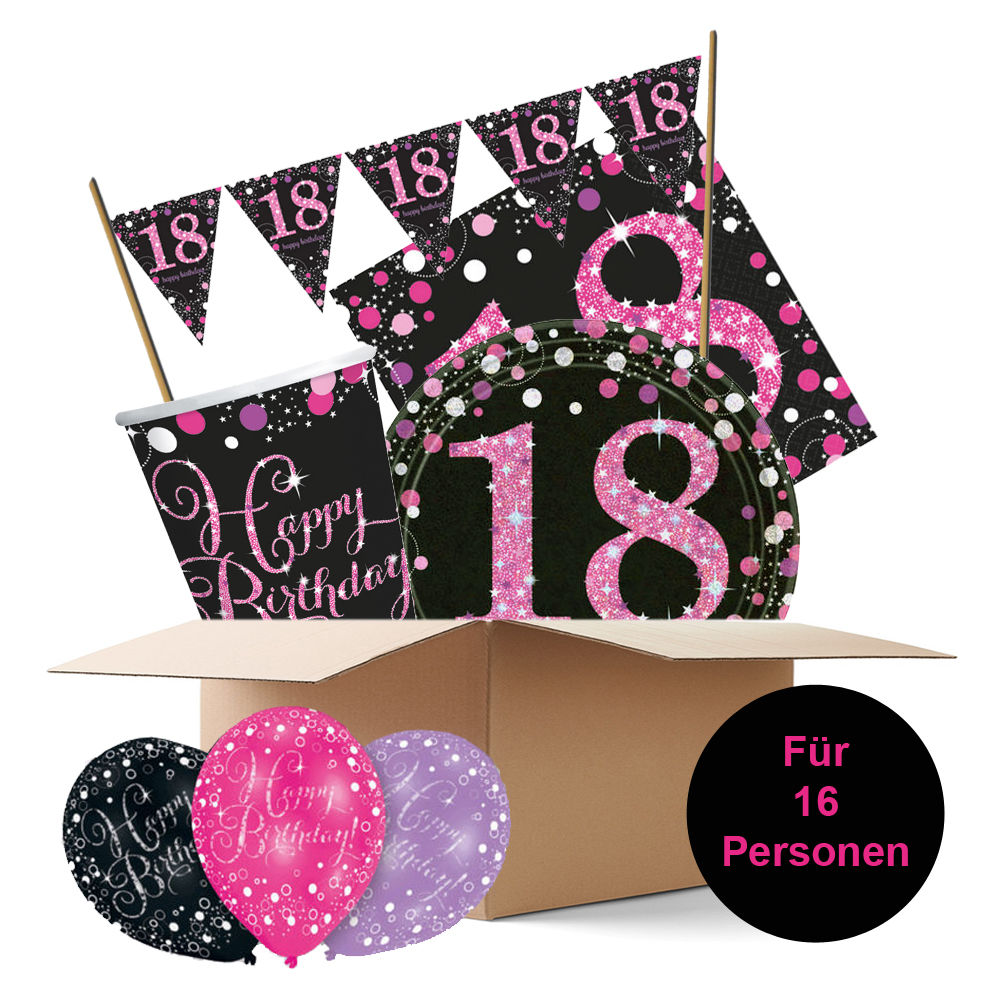 SALE Partybox 18th Sparkling, pink, 16 Personen
