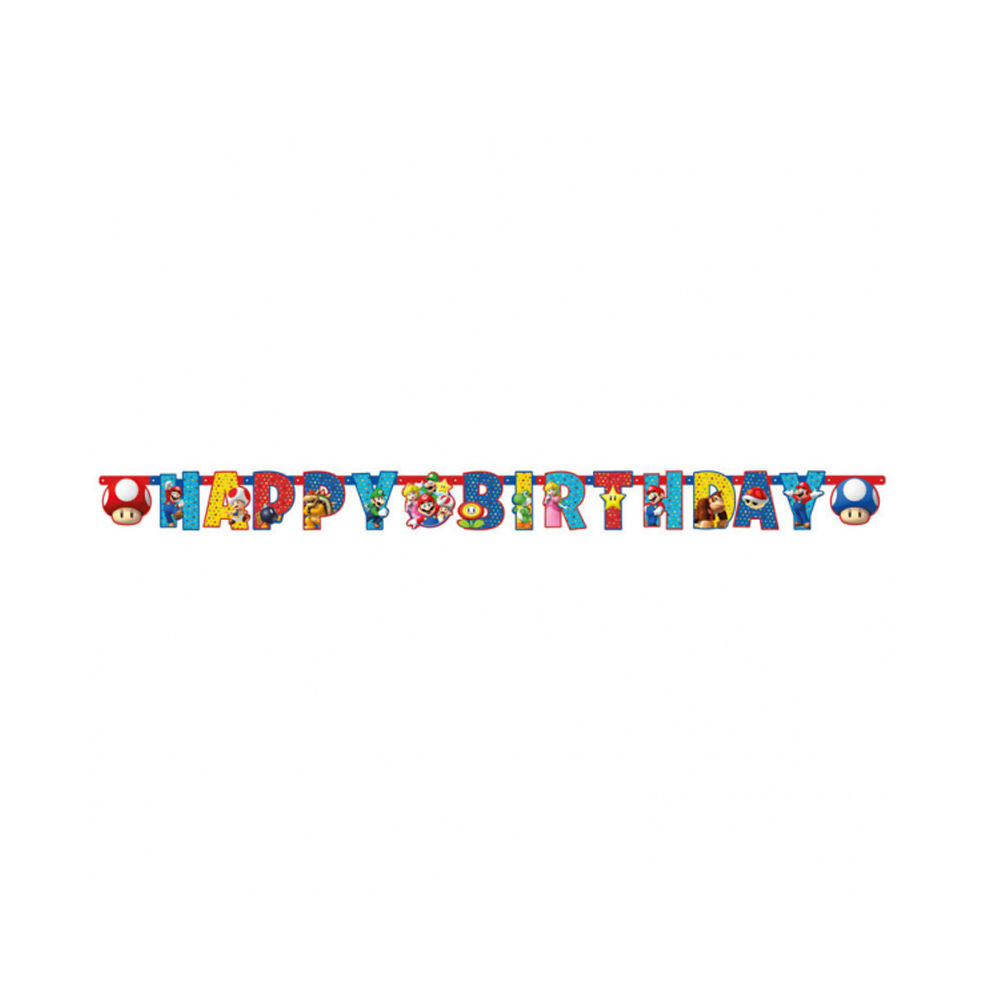 Girlande Super Mario 'Happy Birthday', 180 cm