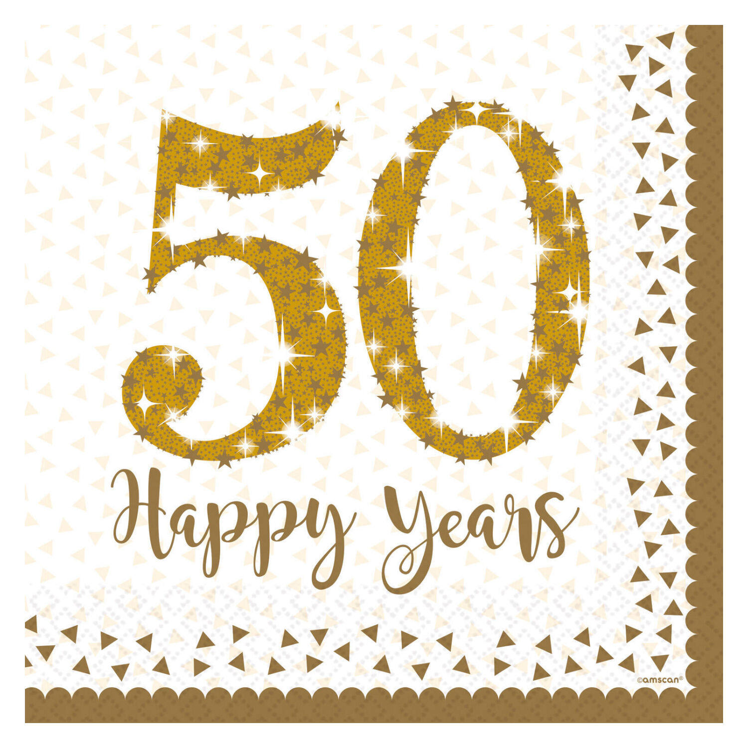 Servietten Goldhochzeit, 50 Happy Years, 33 x 33 cm, 16 St�ck