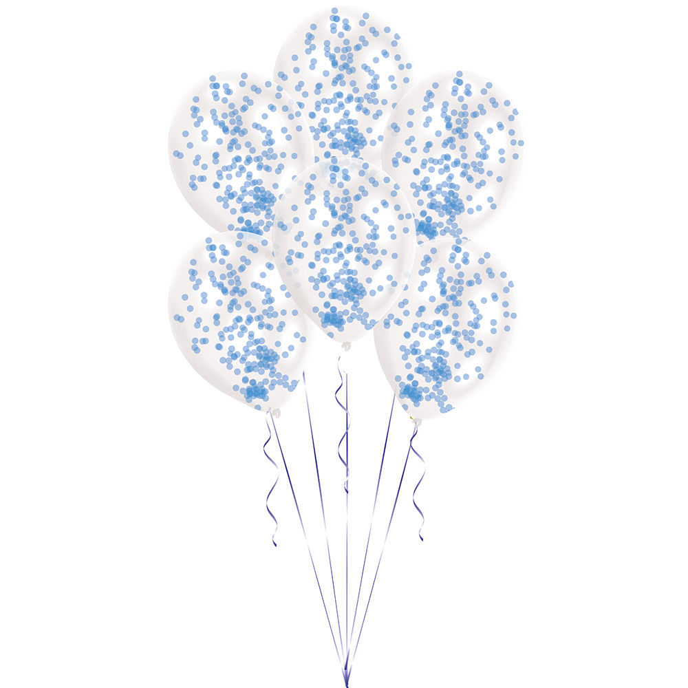 SALE Luftballons mit Konfetti, blau, 6 Stck, 27cm