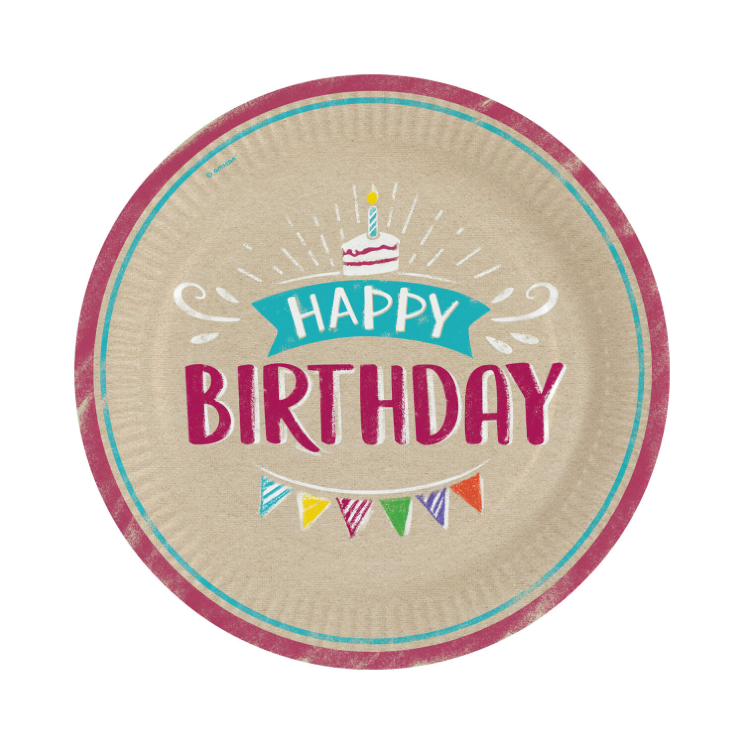 Papp-Teller Happy Birthday, 8 Stck,  23cm