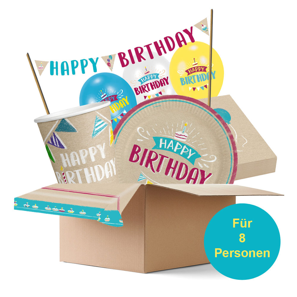Partybox Happy Birthday Chalky, 8 Personen