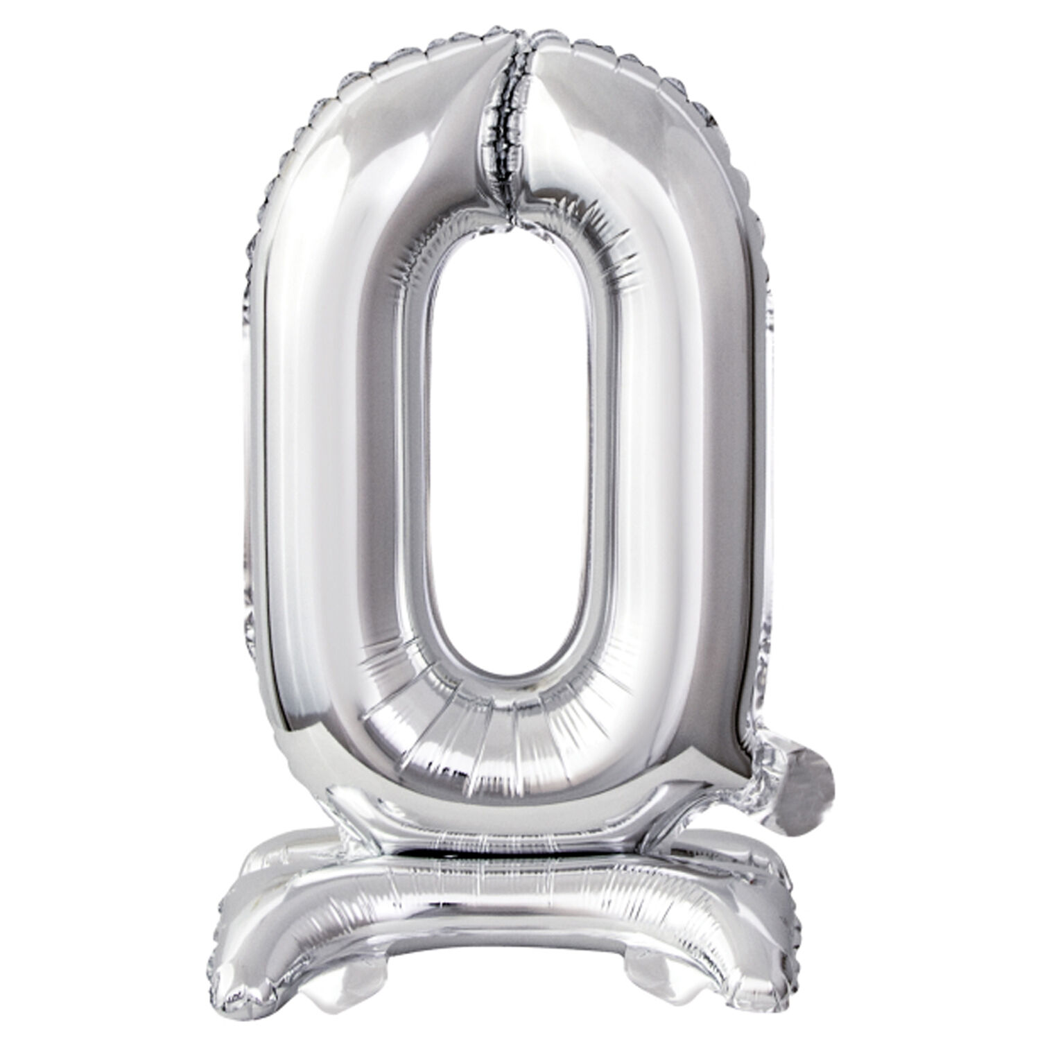 NEU Folienballon Mini Zahl 0 mit Standfu Silber, ca. 38 cm