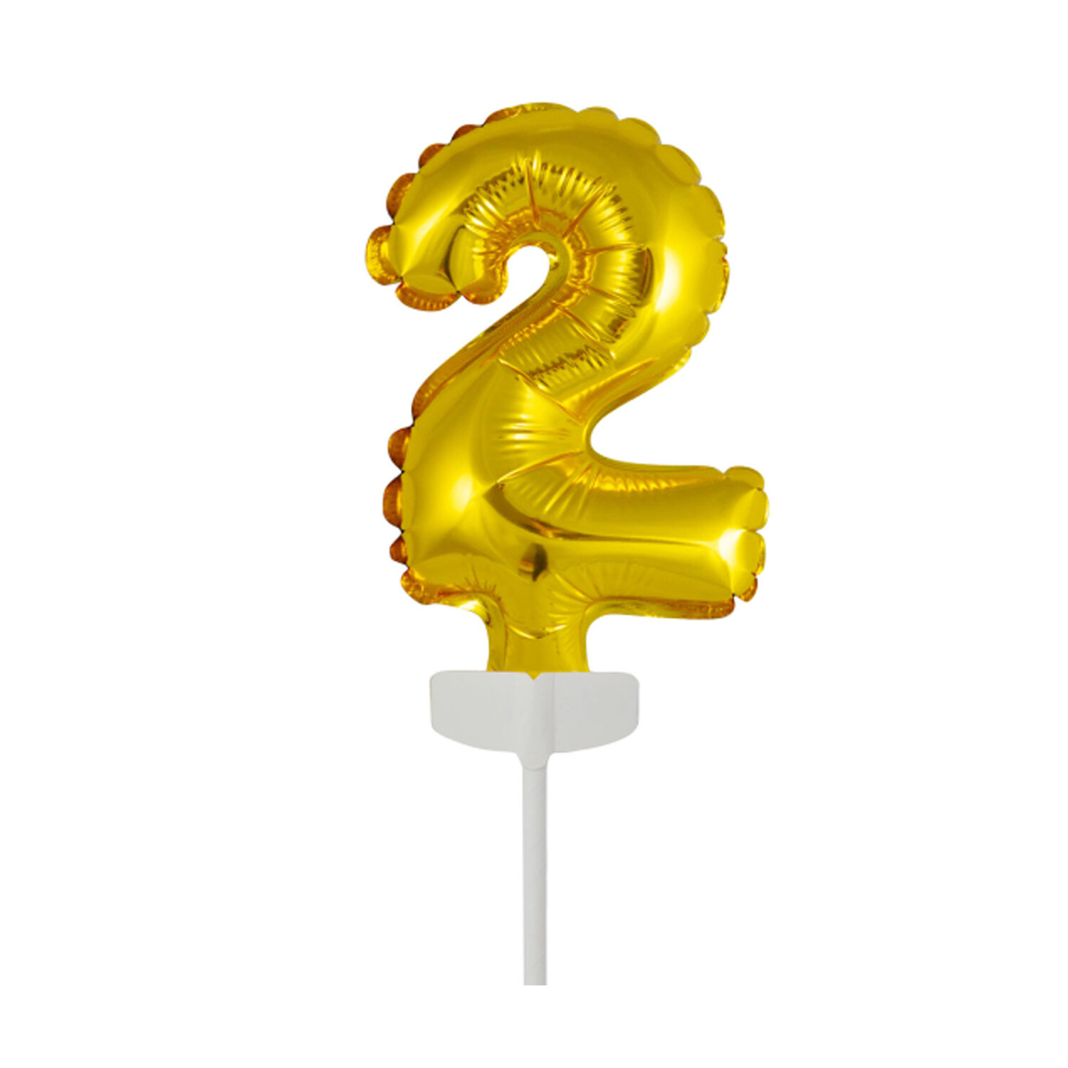 SALE Folienballon Cake Topper Zahl 2 Gold, ca. 13 cm