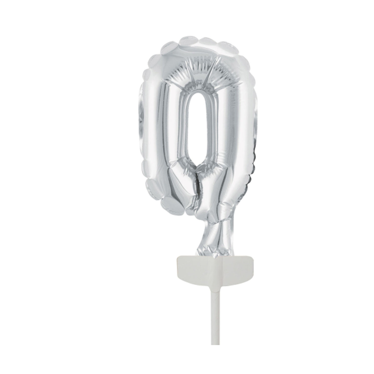 SALE Folienballon Cake Topper Zahl 0 Silber, ca. 13 cm