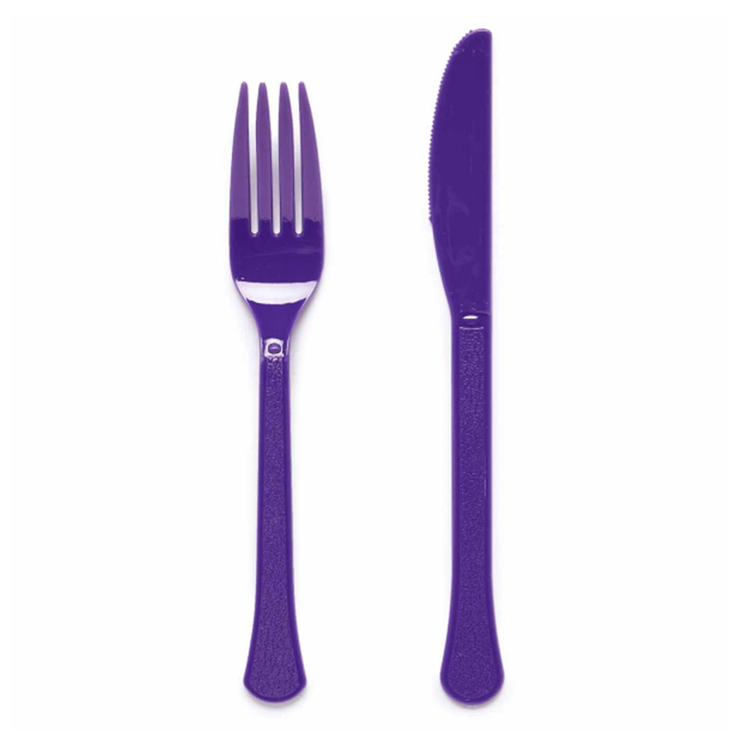 NEU Mehrweg-Besteck-Set Messer und Gabel aus Kunststoff, je 12 Stck, violett