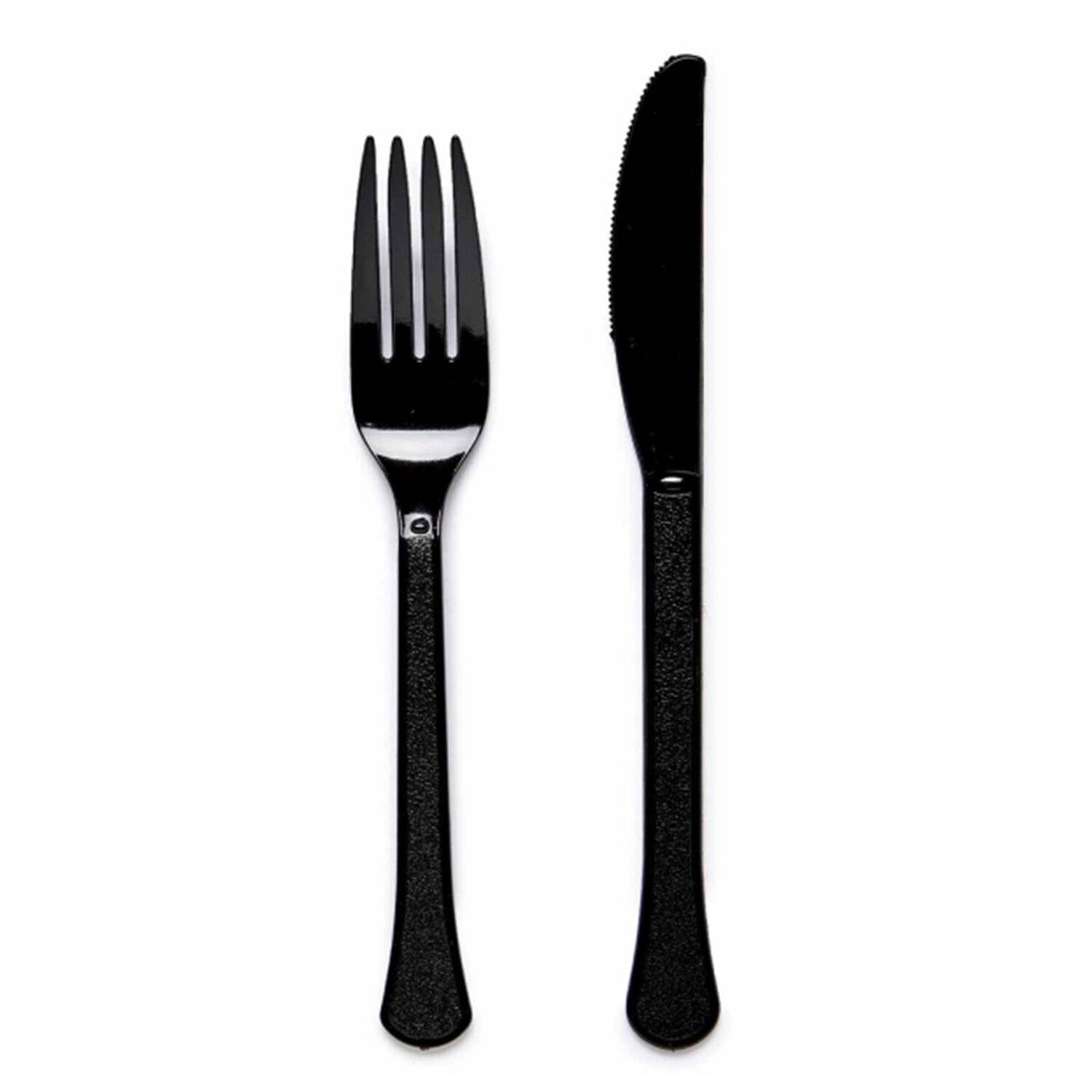 NEU Mehrweg-Besteck-Set Messer und Gabel aus Kunststoff, je 12 Stck, schwarz