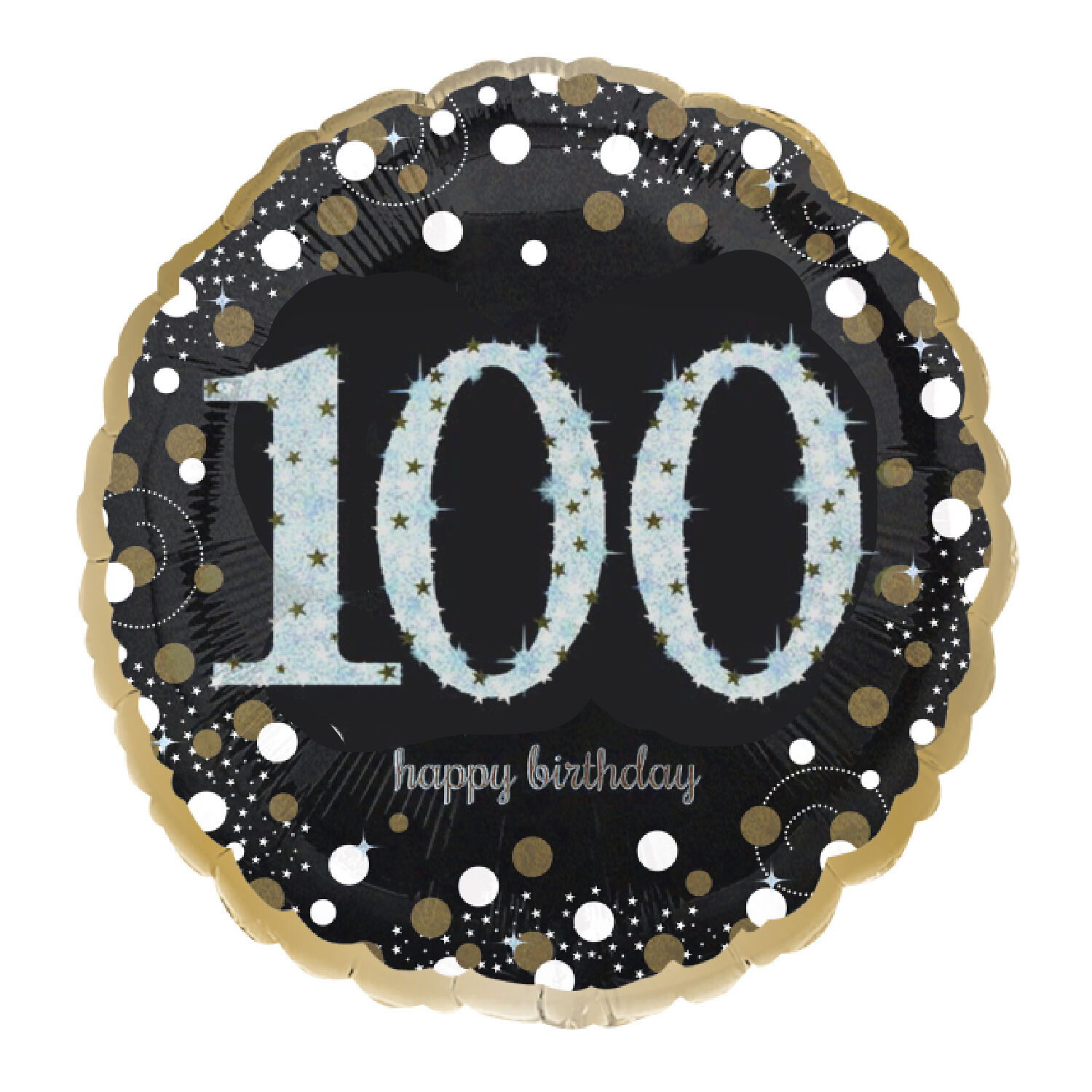NEU Folienballon Sparkling Birthday 100th, schwarz, ca. 45cm