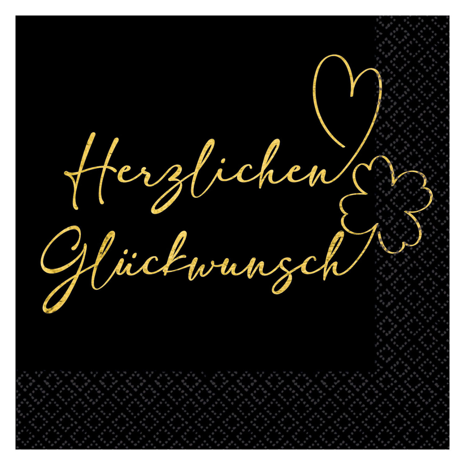 Servietten Herzlichen Gl�ckwunsch, schwarz, 33 x 33 cm, 16 St�ck
