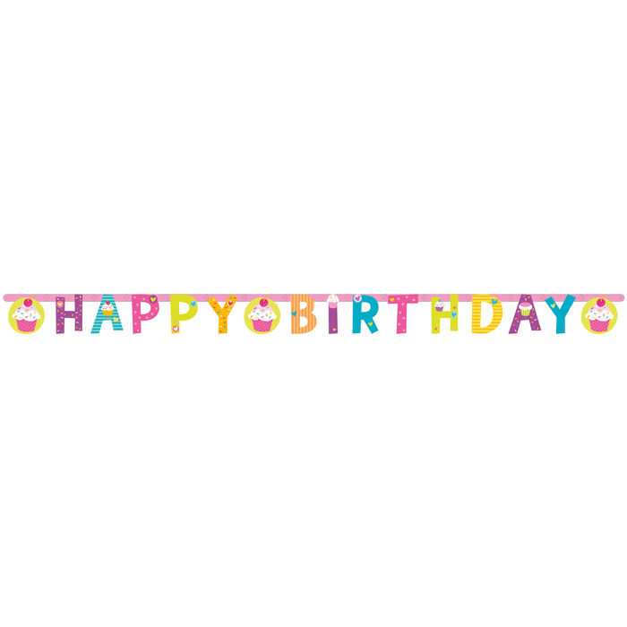 Girlande Happy Birthday Cupcake, 190x15 cm