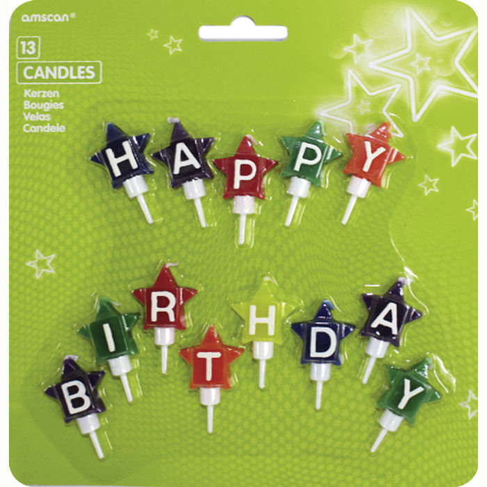 Kerzen-Set Happy Birthday Stars, 13 tlg.