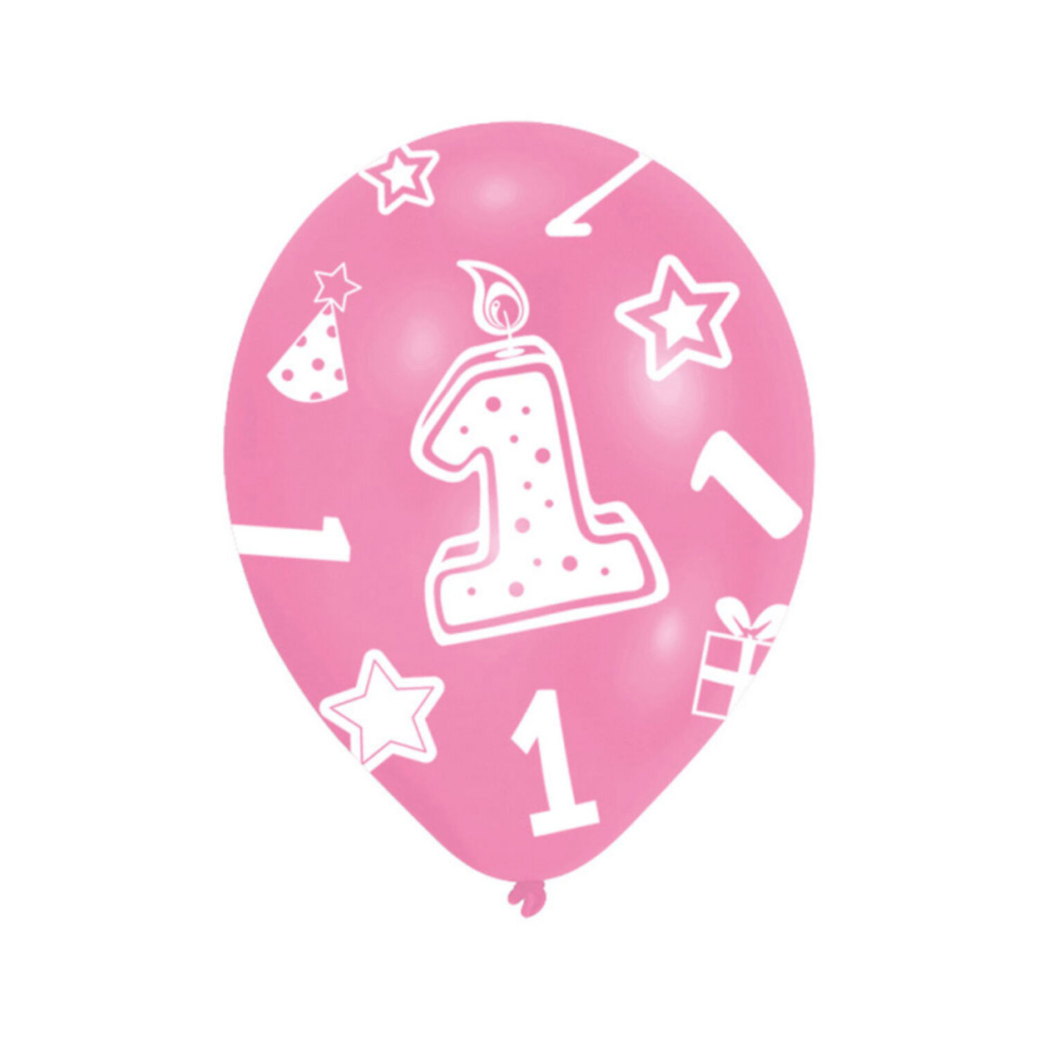 Luftballon 1st Birthday, pink, 6 Stk.