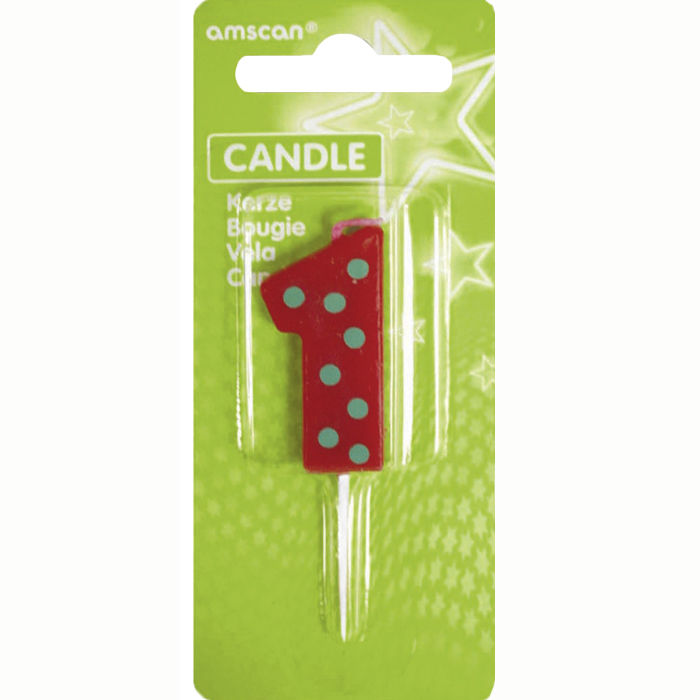 Kerze 1 auf Holzpicker, rot-grün 7,6 cm