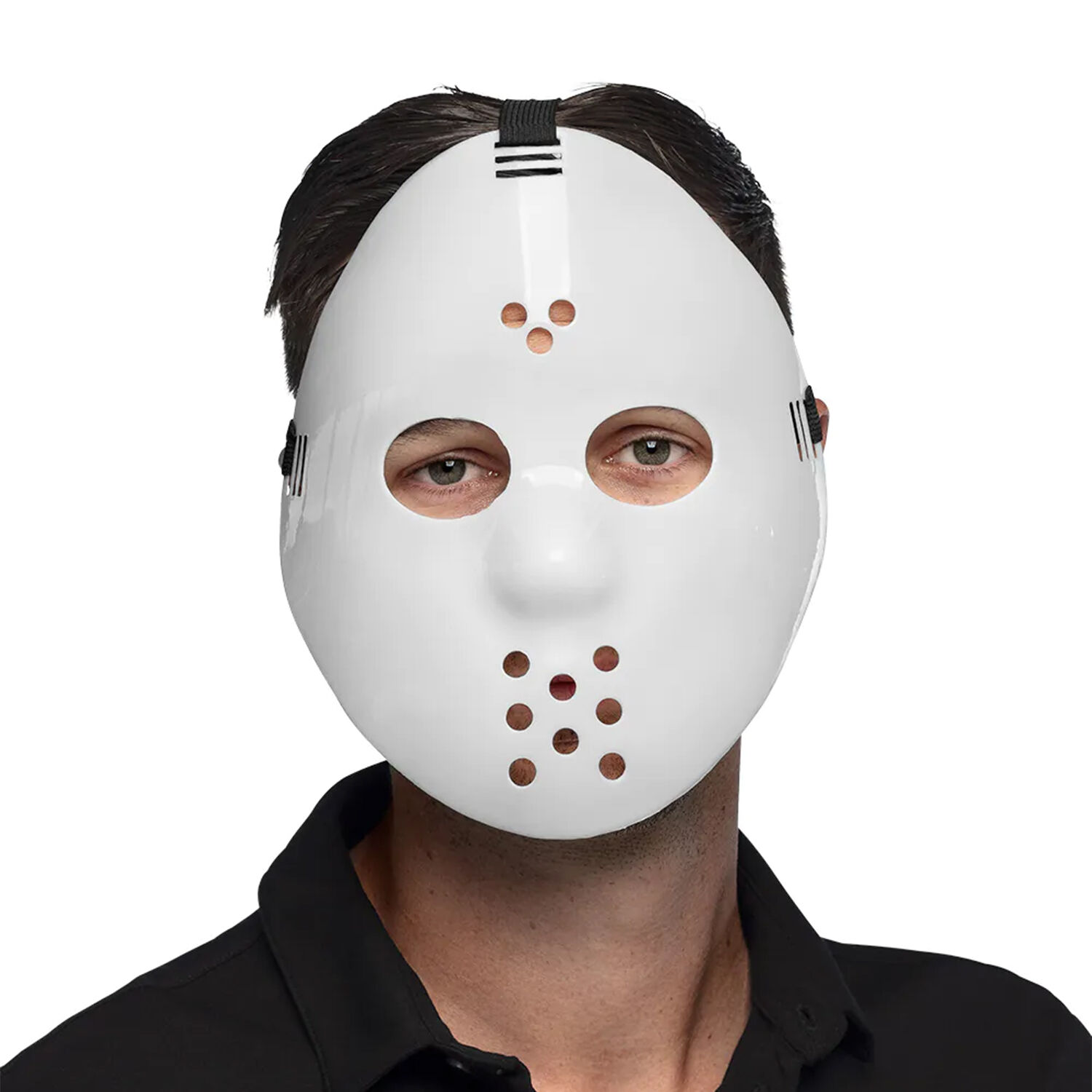 NEU Kunststoff-Maske Hockey, wei, mit elastischem Band