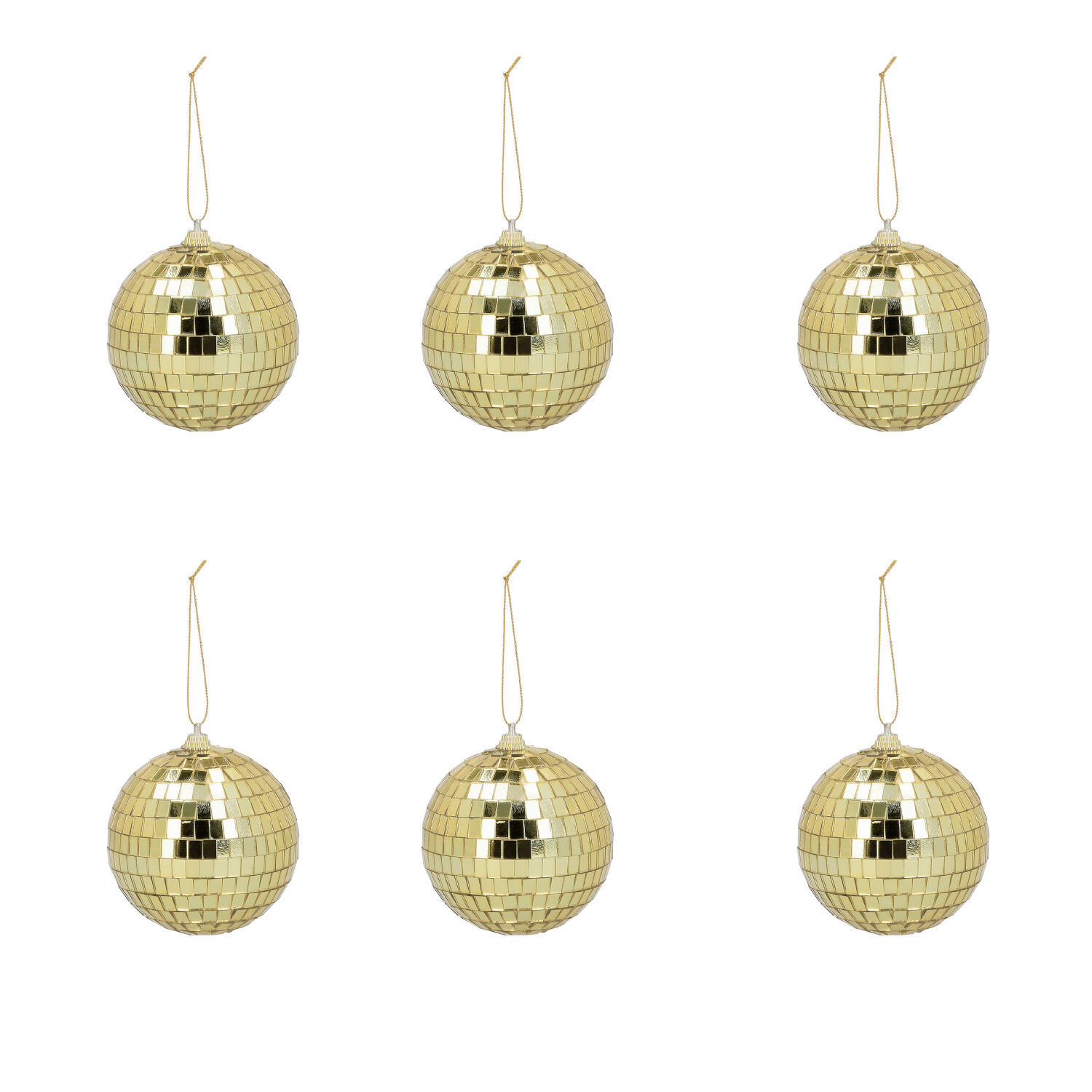 NEU Mini-Disco-Kugeln gold, 8cm, mit Aufhänger, 6 Stück - Party-Dekoration  Gold Festbedarf nach Farben Festbedarf Produkte 