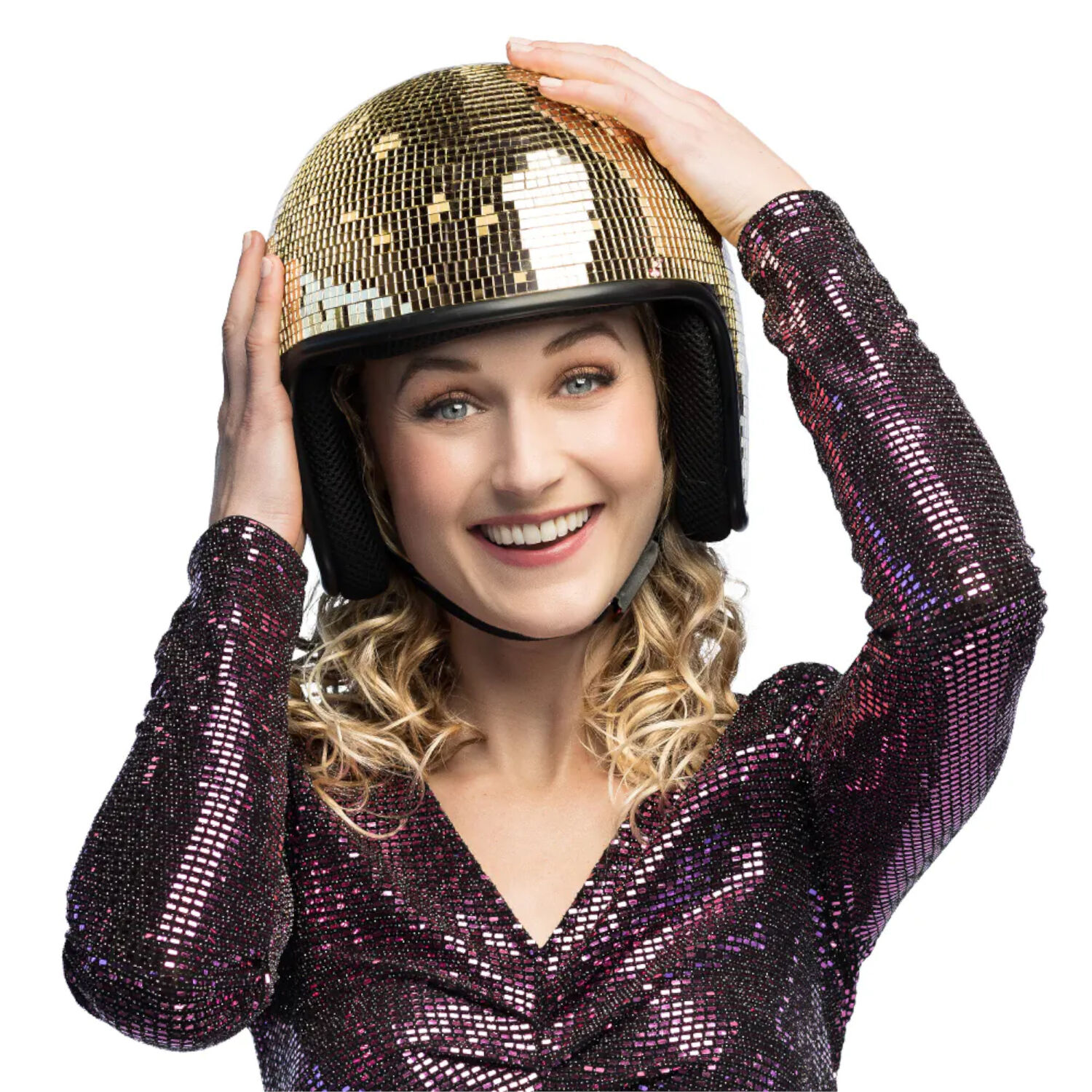Helm Disco-Kugel, Einheitsgre, Gold Bild 2