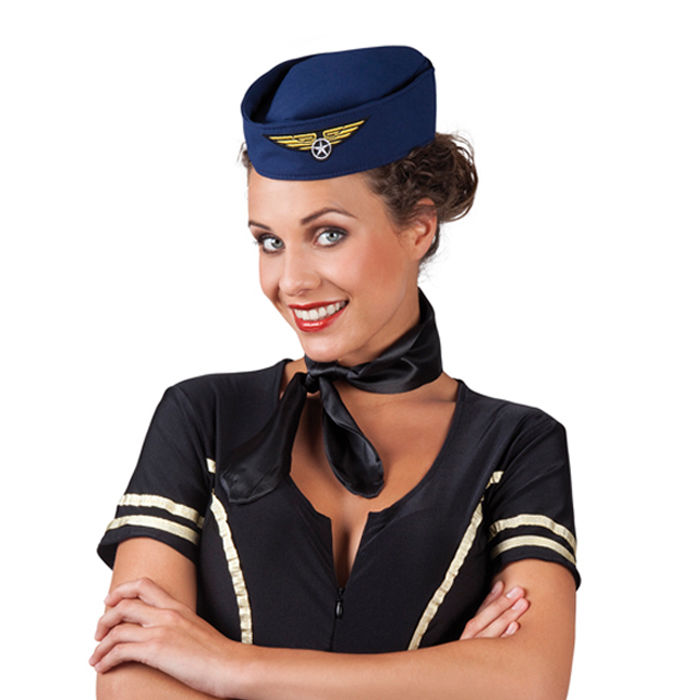 Blaues Stewardessschiffchen NEU Karneval Fasching Hut Mütze Kopfbedeckung 