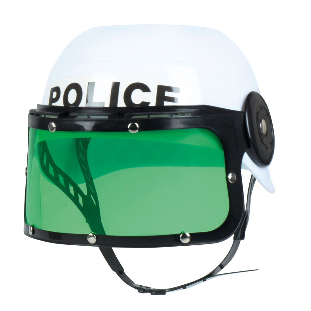 Helm Polizei fr Kinder wei mit grnem Visier