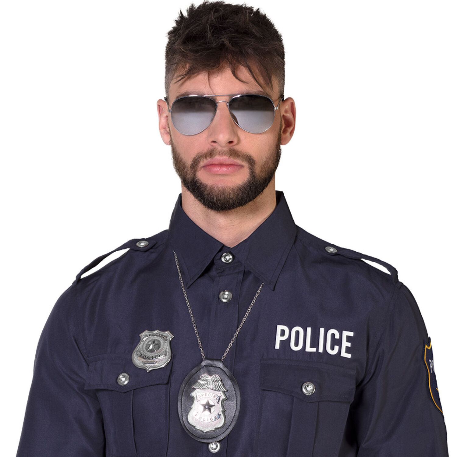 NEU Kostm-Set Police Officer, mit Brille, Abzeichen und Marke Bild 3