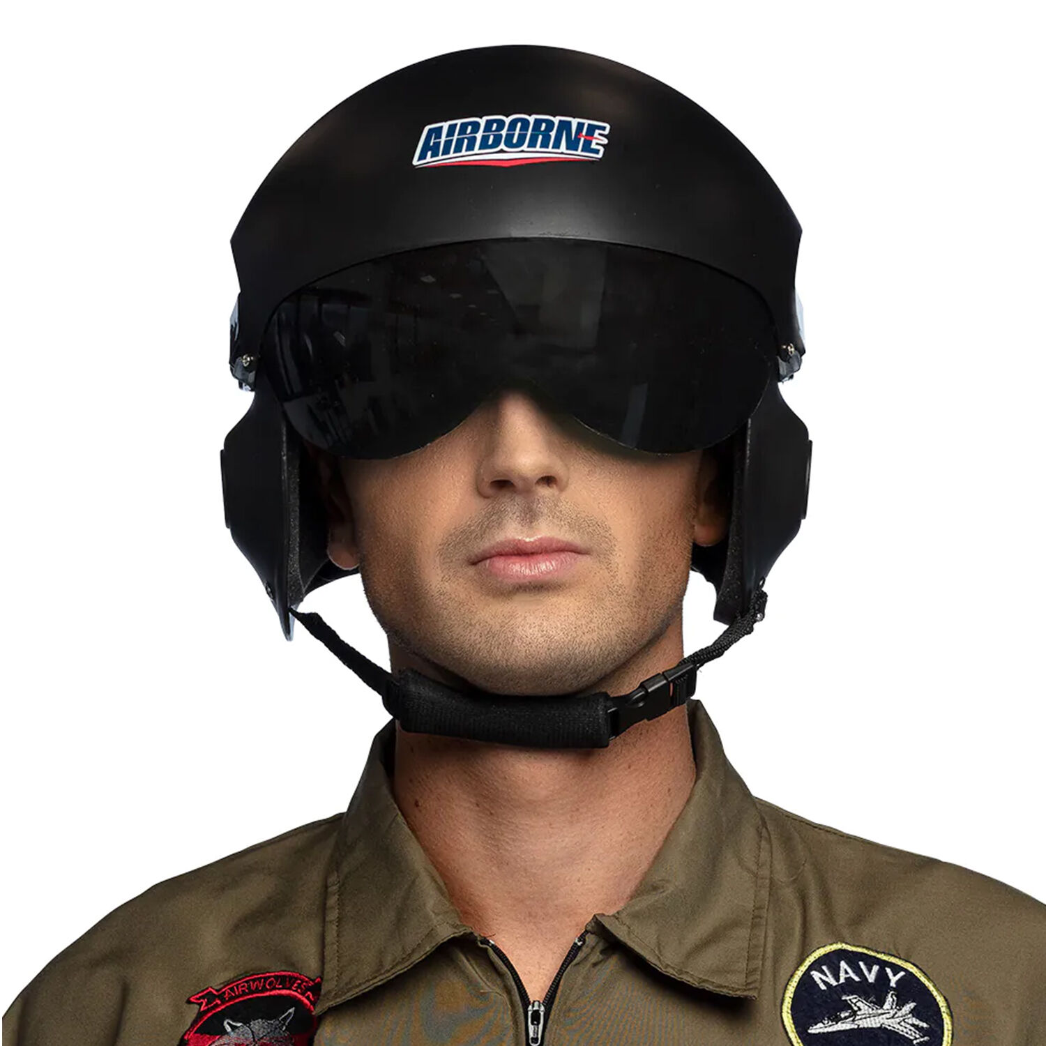 NEU Helm Jet-Pilot Airborne, mit verstellbarem Visier, schwarz Bild 5