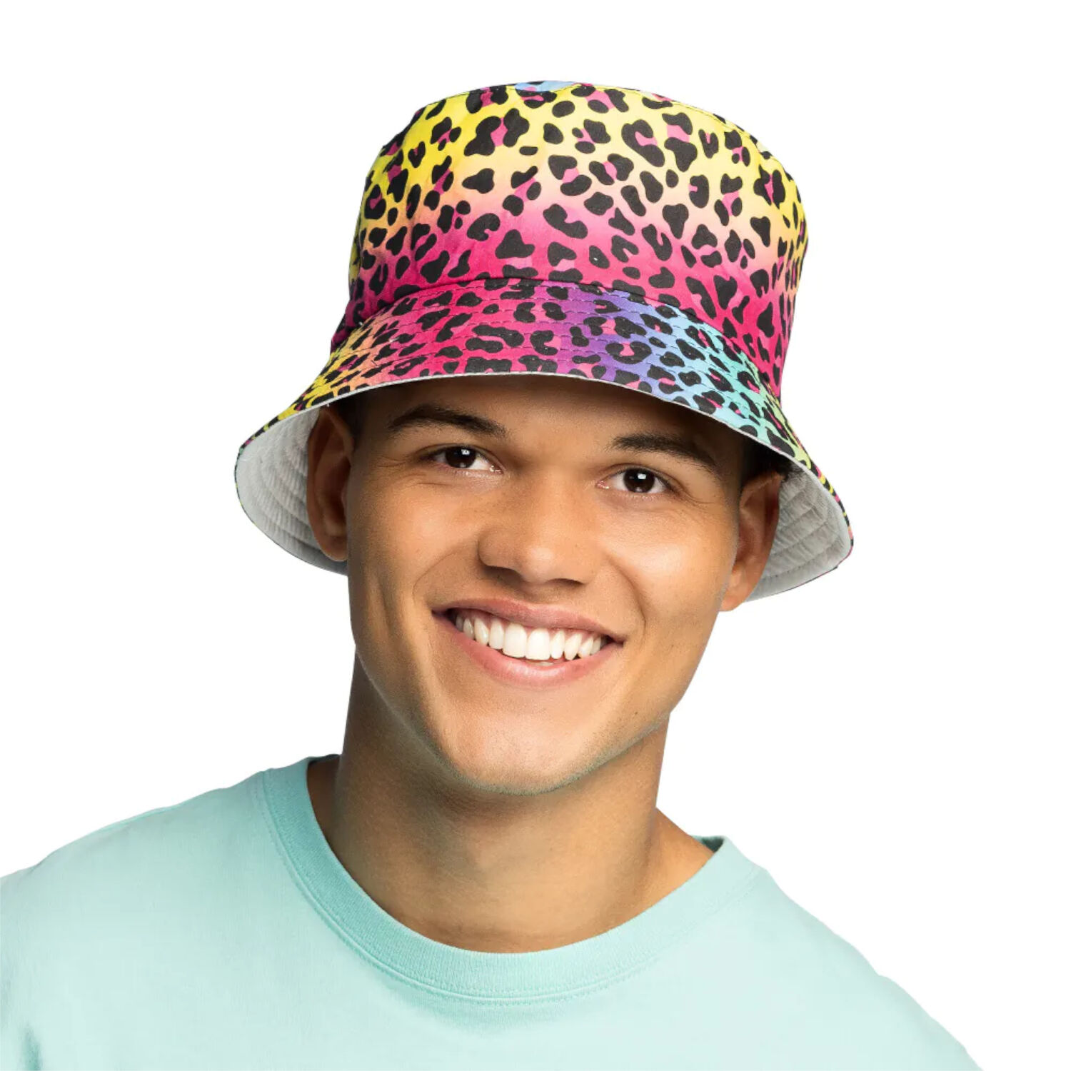 Hut Bucket-Hat Leopard, Neon Regenbogen Bild 3