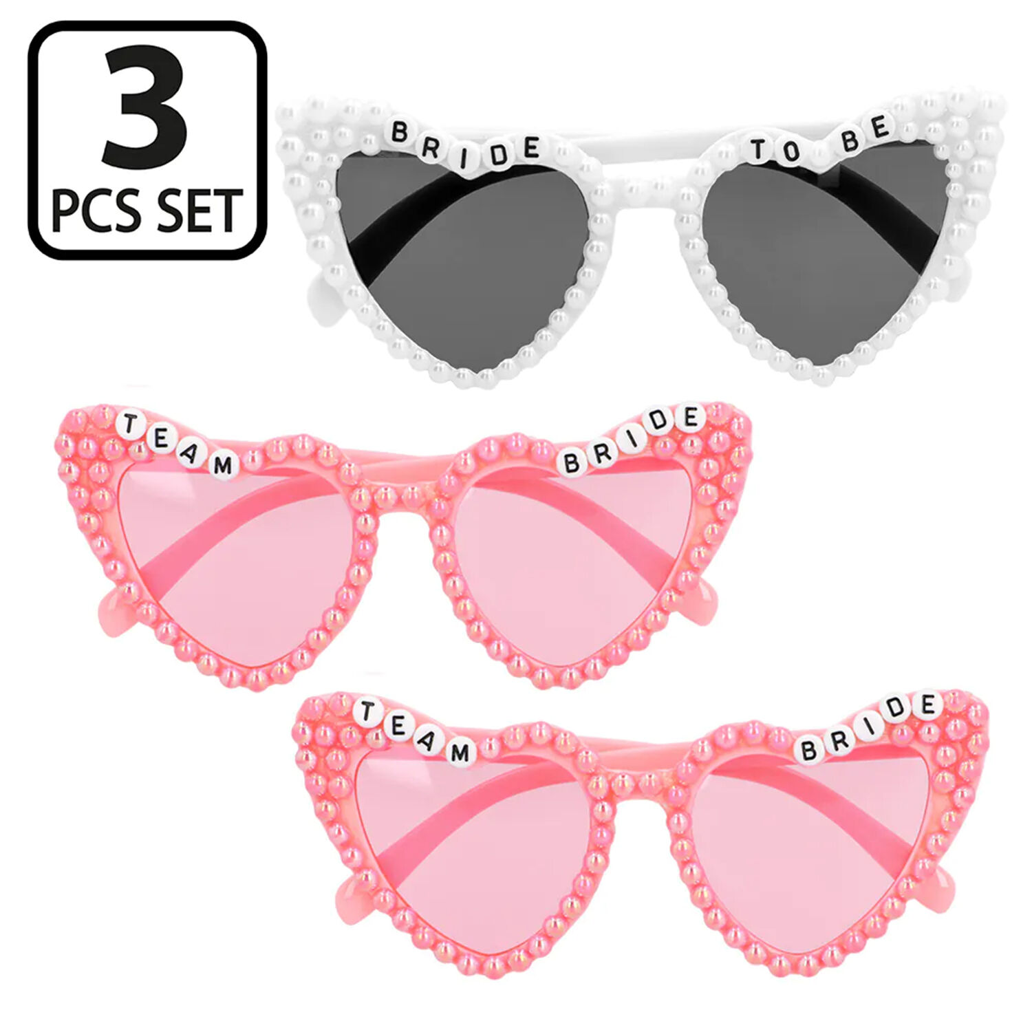 NEU Brillen-Set Bride to be, 3 St�ck, wei� und Rosa Bild 3