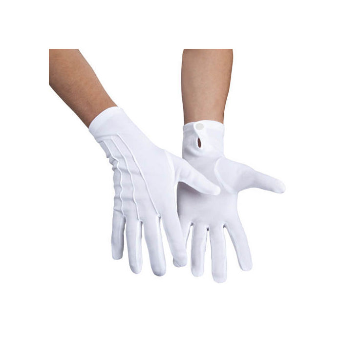 Handschuhe mit Knopf & Biesen, weiß