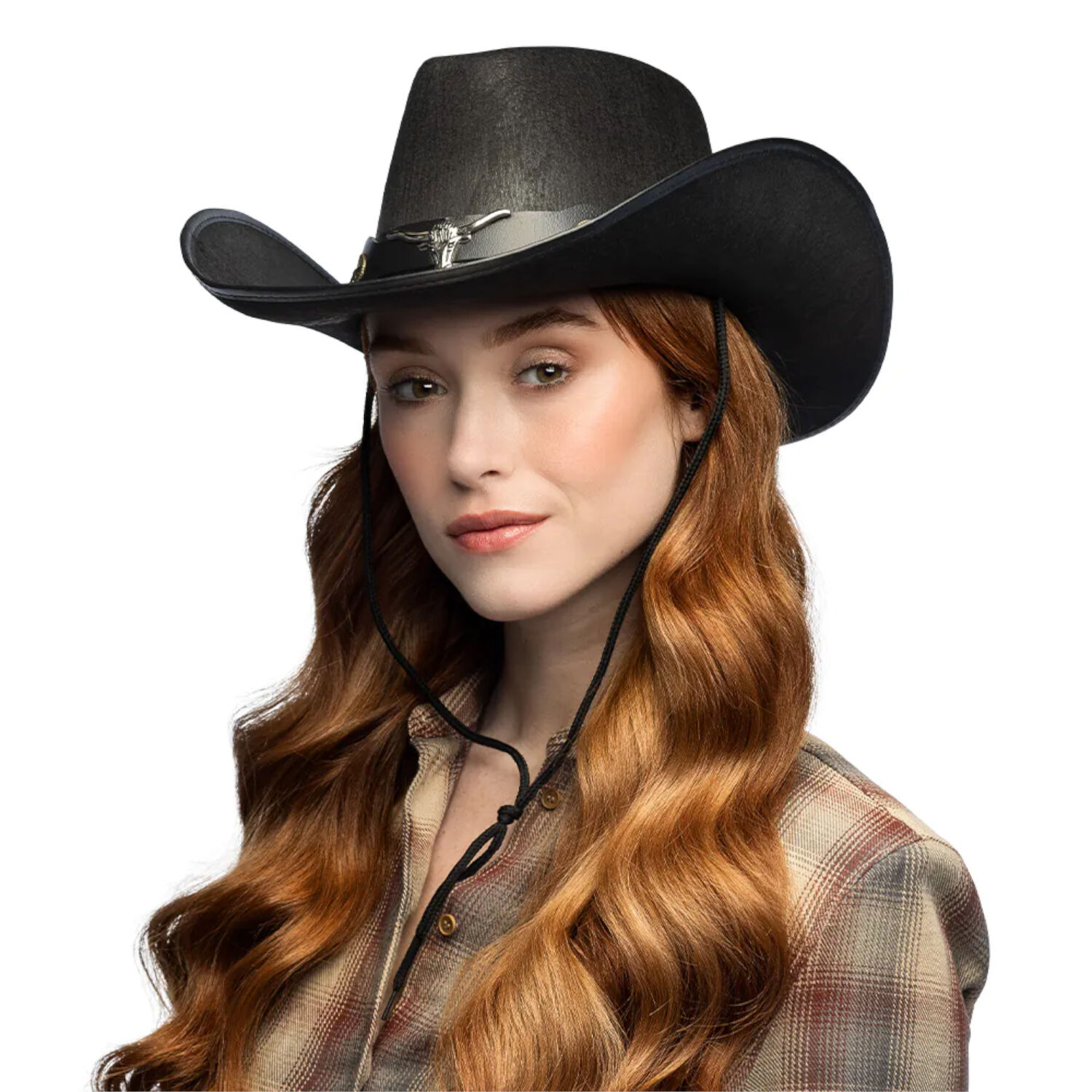 Hut Cowboy Wyatt, mit Stierkopf, Einheitsgre, Schwarz Bild 3