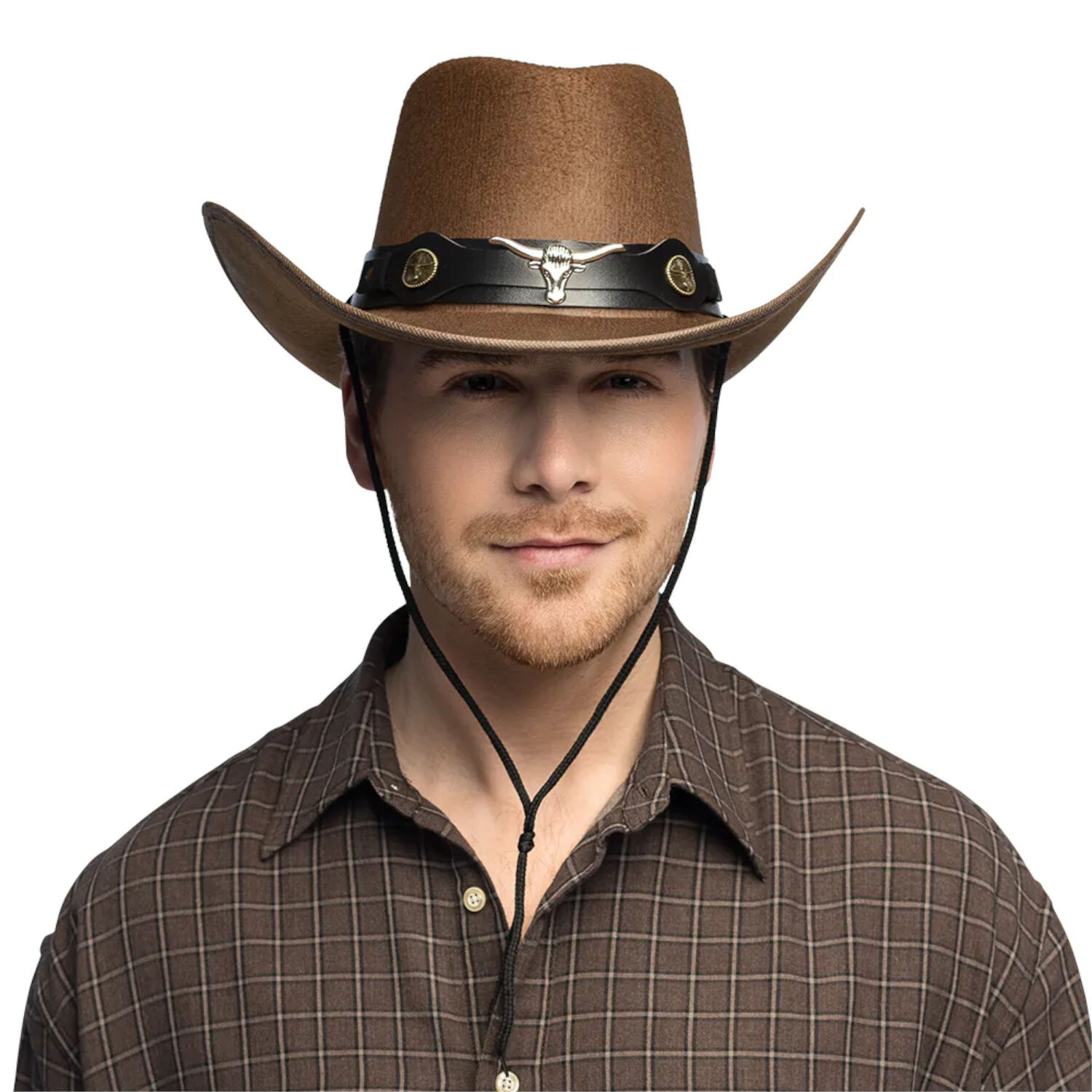 Hut Cowboy Wyatt, mit Stierkopf, Einheitsgre, Braun Bild 3