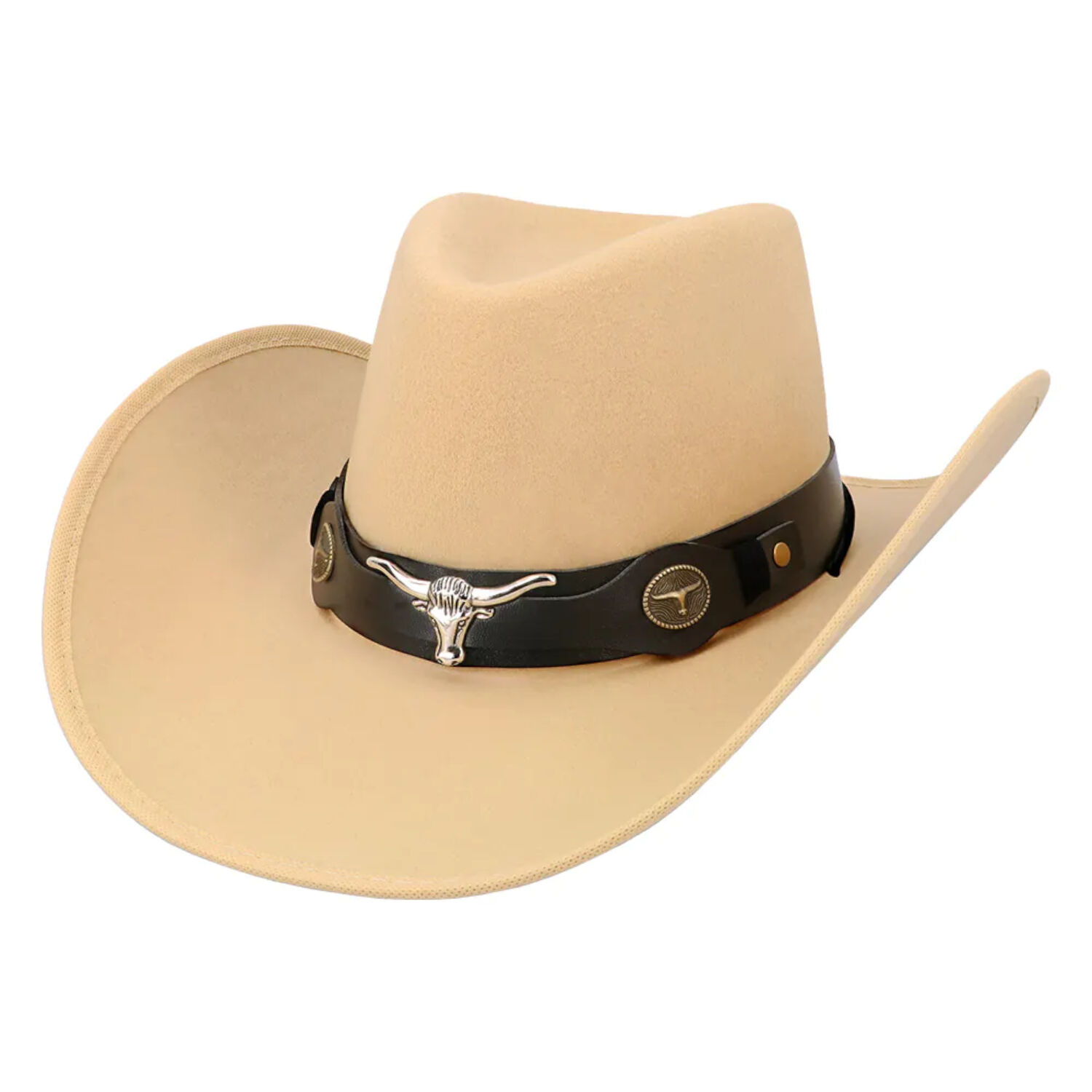 Hut Cowboy Wyatt, mit Stierkopf, Einheitsgre, Beige
