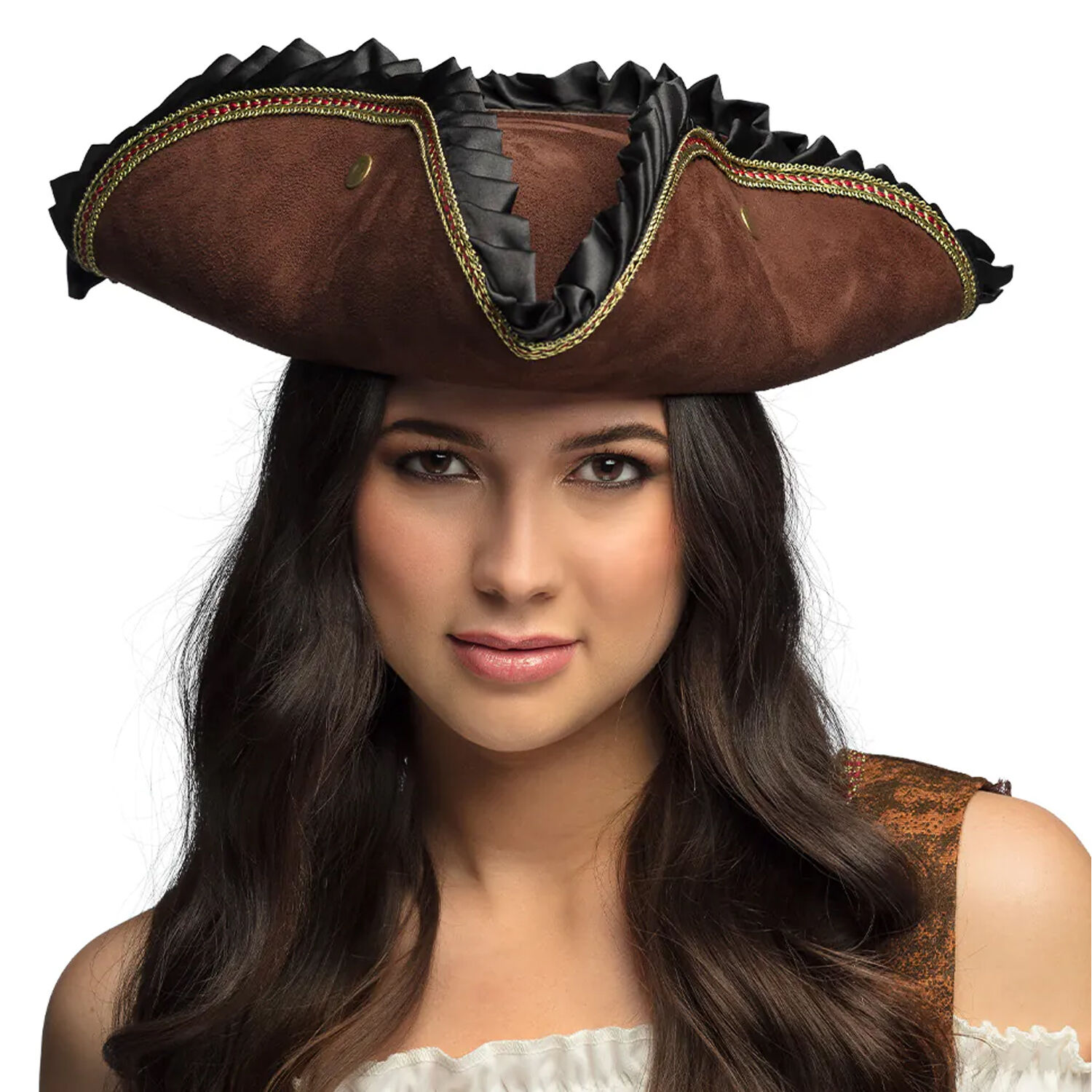 NEU Piratenhut Evalyn in Velourslederoptik, braun Bild 2