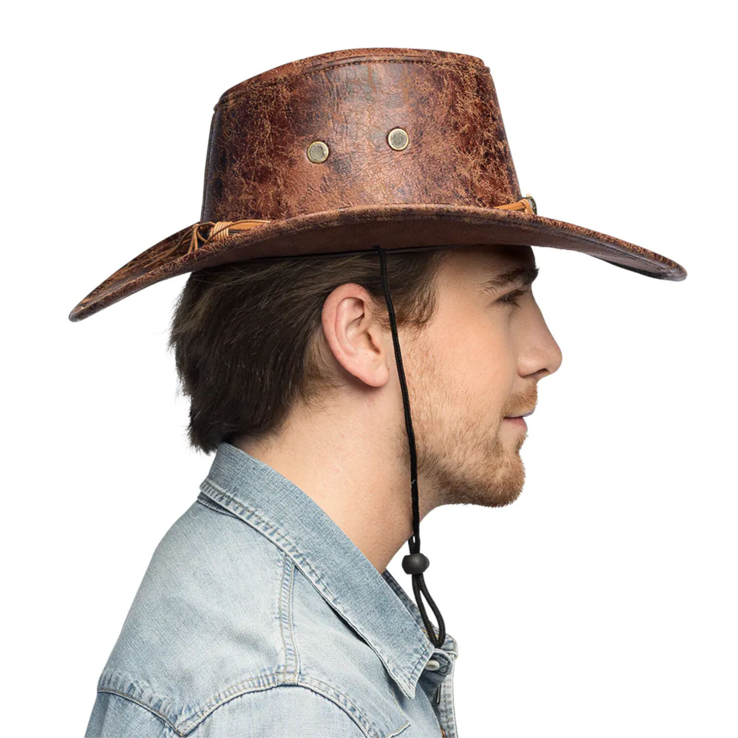 Hut Cowboy Outlaw, Lederoptik, Einheitsgre, Braun Bild 5