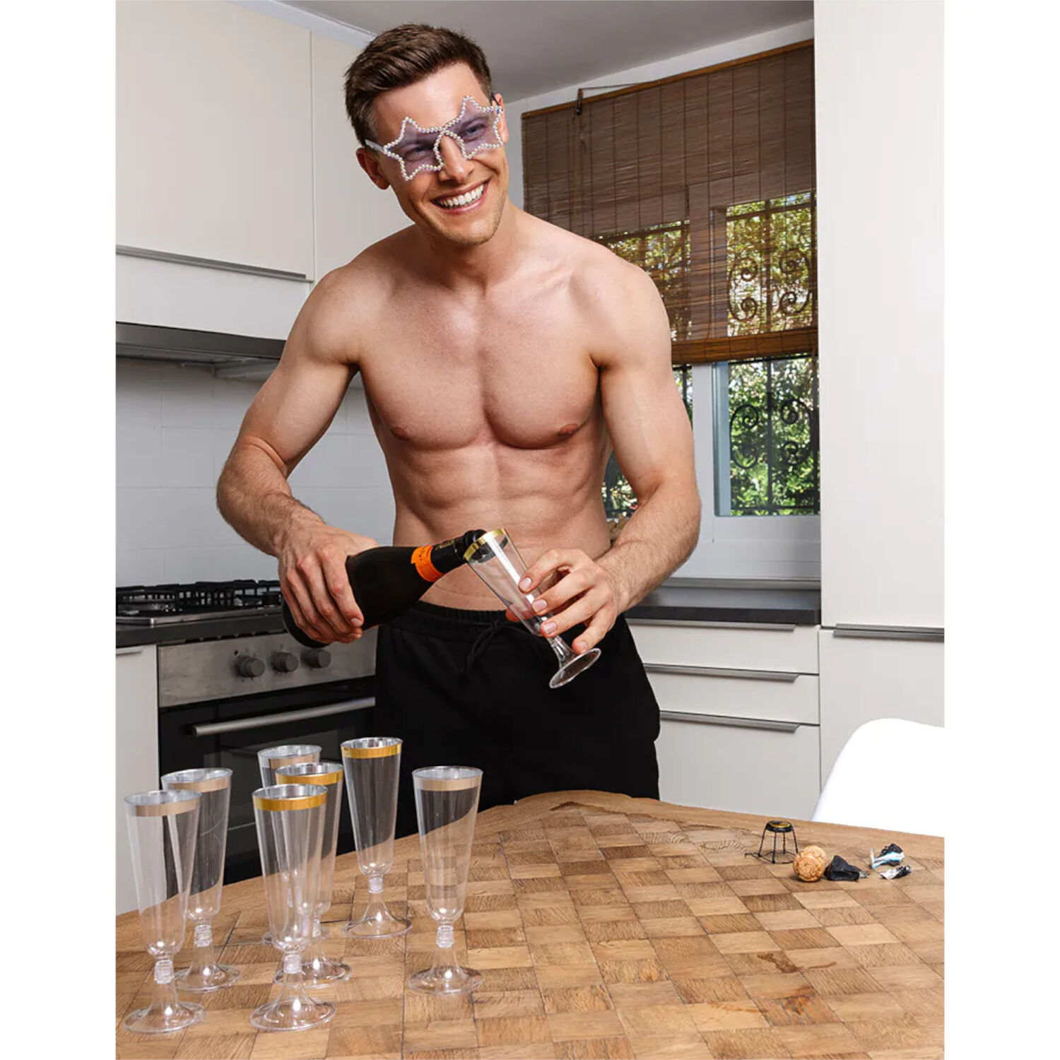 Kunststoff Sektflte / Champagner-Glas, 4 Stck, 140 ml, Silberner Rand Bild 2